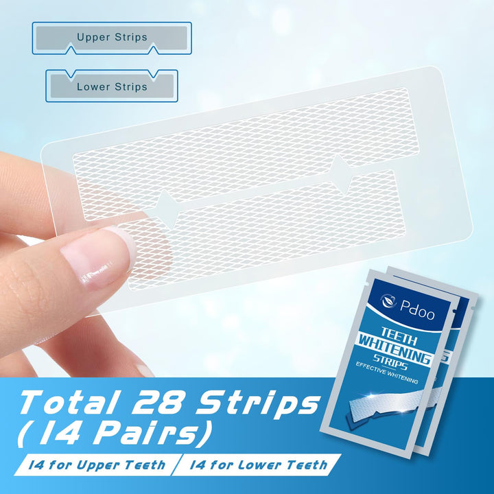 Teeth Whitening Strips 14 Treatments - No-Slip Whitening Strips - Fast Teeth Whitening Result in 7 Days - Whitening Kit for Coffee, Wine Stains Removal