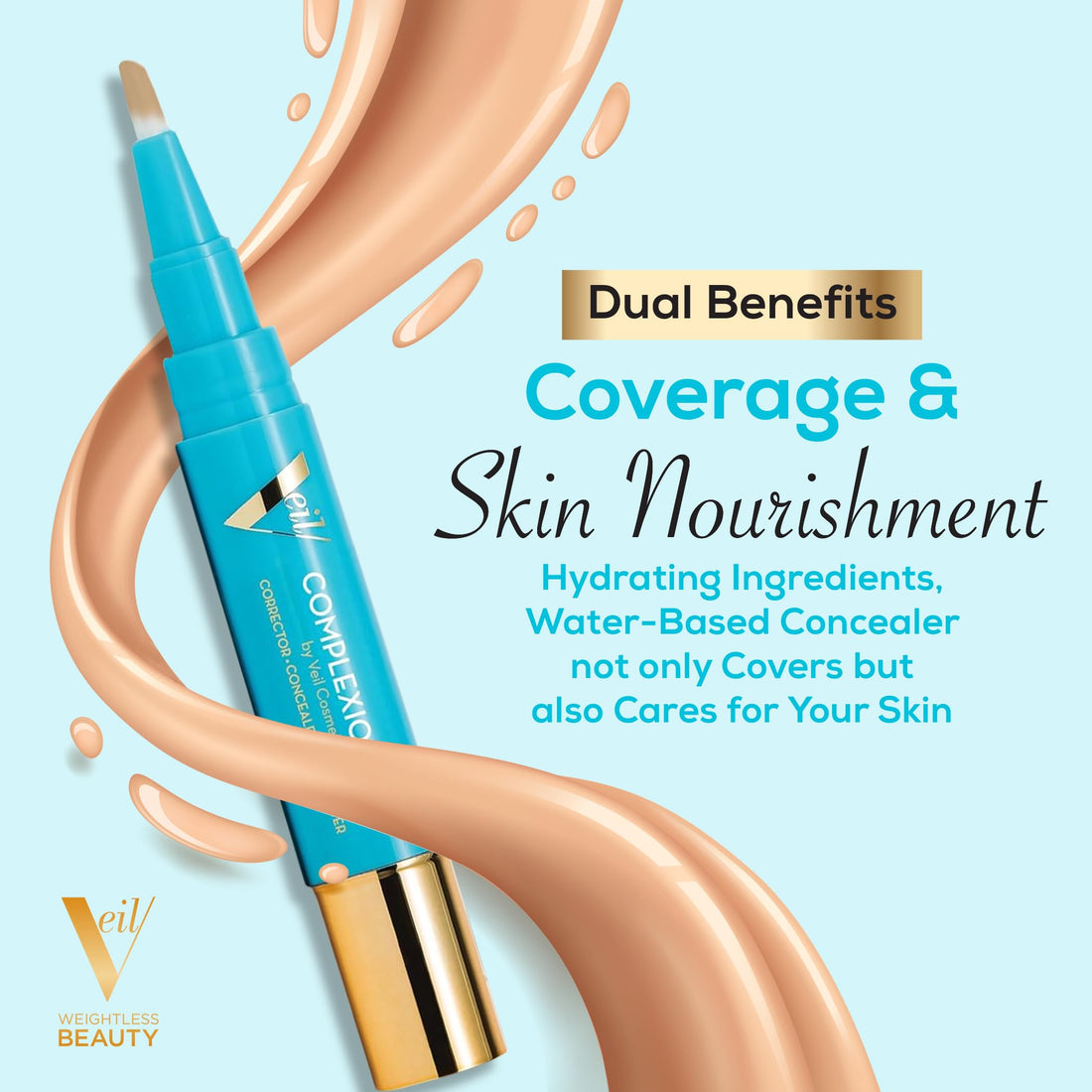 Complexion Fix Concealer - Hydrating Liquid Concealer for Under Eyes & Dark Circles - Infused with Hyaluronic Acid - Contour, Highlight, Correct - Anti-Aging, Vegan, Lightweight (3N Medium Neutral) Halalzen