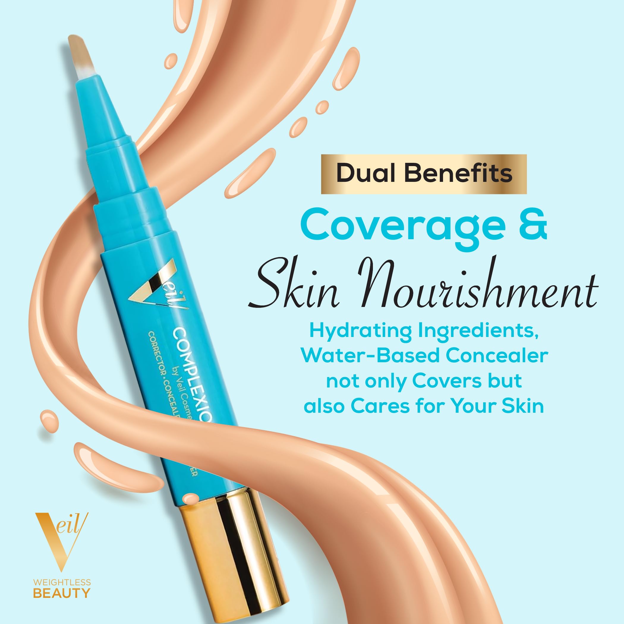 Complexion Fix Concealer - Hydrating Liquid Concealer for Under Eyes & Dark Circles - Infused with Hyaluronic Acid - Contour, Highlight, Correct - Anti-Aging, Vegan, Lightweight (3N Medium Neutral) Halalzen