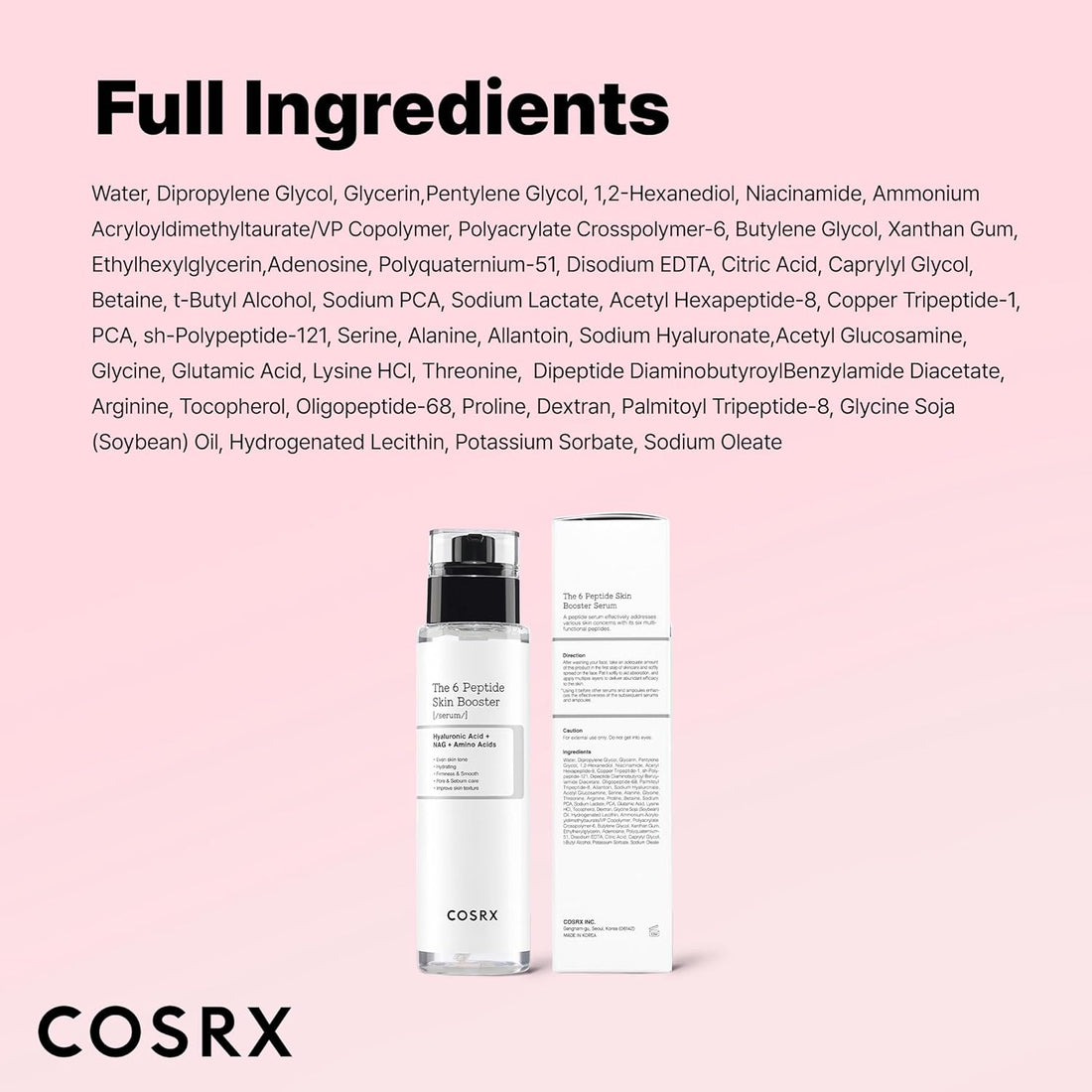 COSRX 6X Peptide Collagen Skin Booster Toner Serum for Dull & Uneven Skin, Preps Skin with Copper Peptides, GHK-Cu, Skin Renewal Boosting Facial Essence, Korean Skin Care, 5.07 oz, Mothers Day Gifts Halalzen
