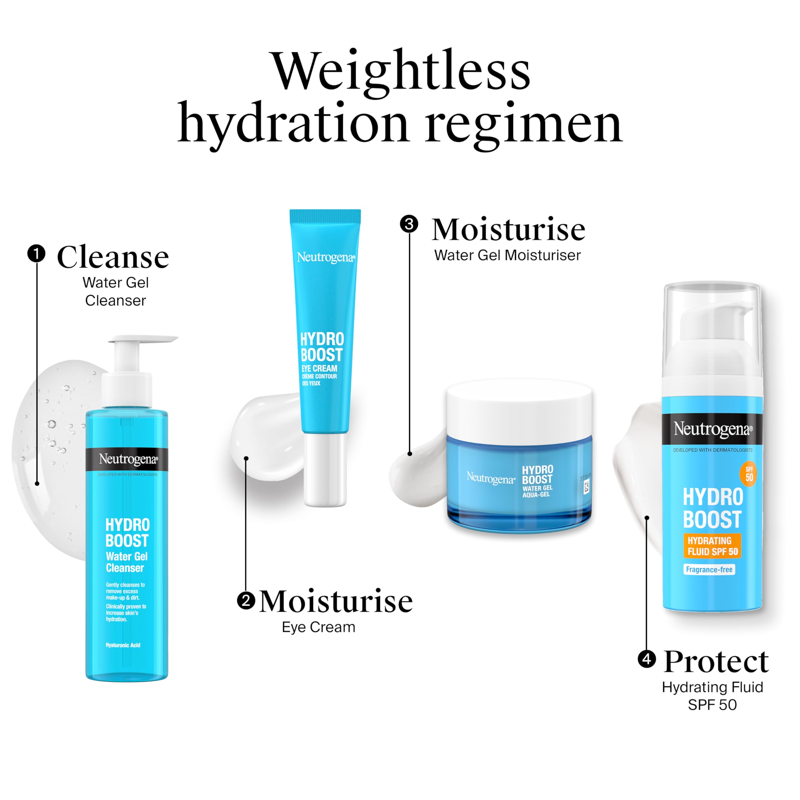 Neutrogena Hydro Boost Water Gel Facial Cleanser, with Hyaluronic Acid for Dry or Dehydrated Skin 200ml