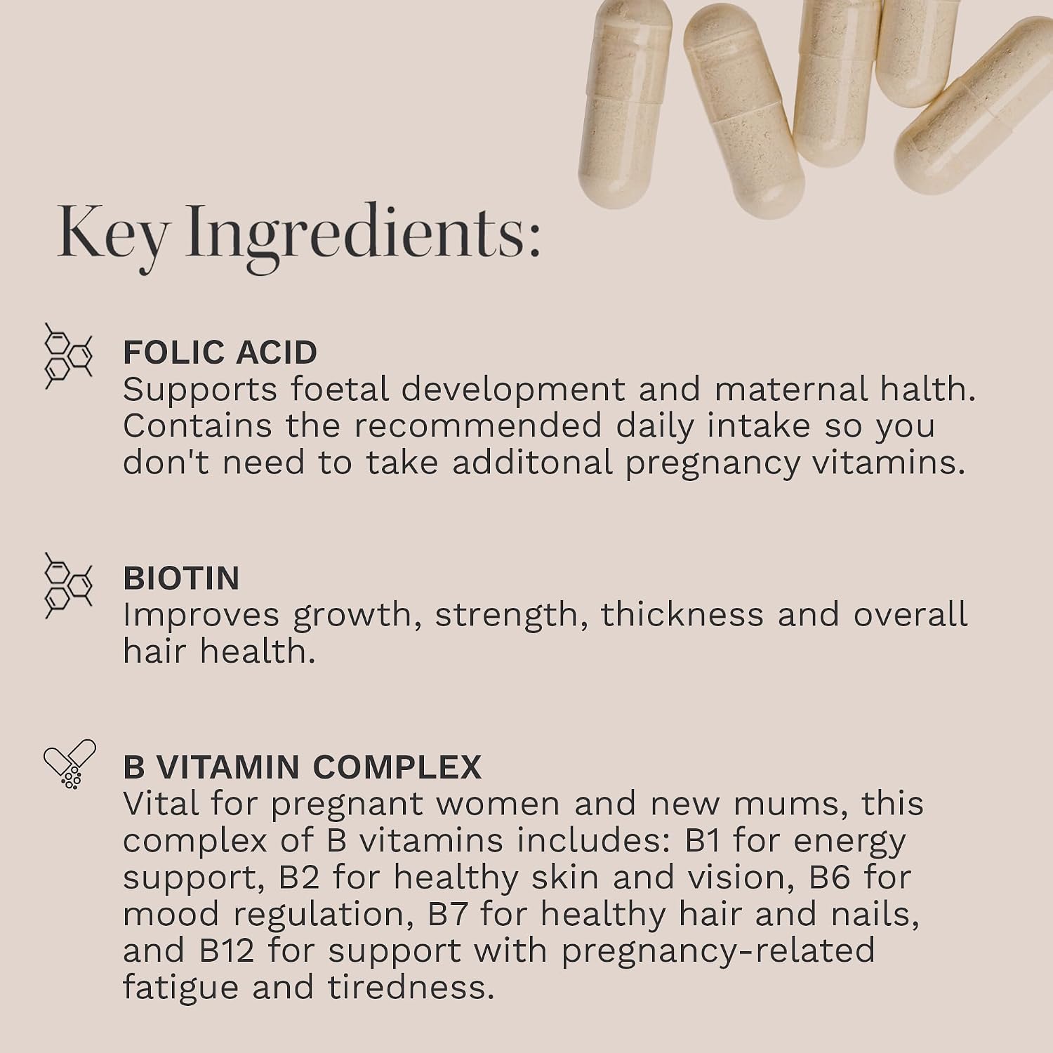 HAIR BURST Biotin Hair Vitamins - Safe for Pregnancy, Breastfeeding & Postpartum - Hair Loss Supplement to Essential for new Mums - Contains Zinc, B Vitamins & Folic Acid (30 Day Supply)