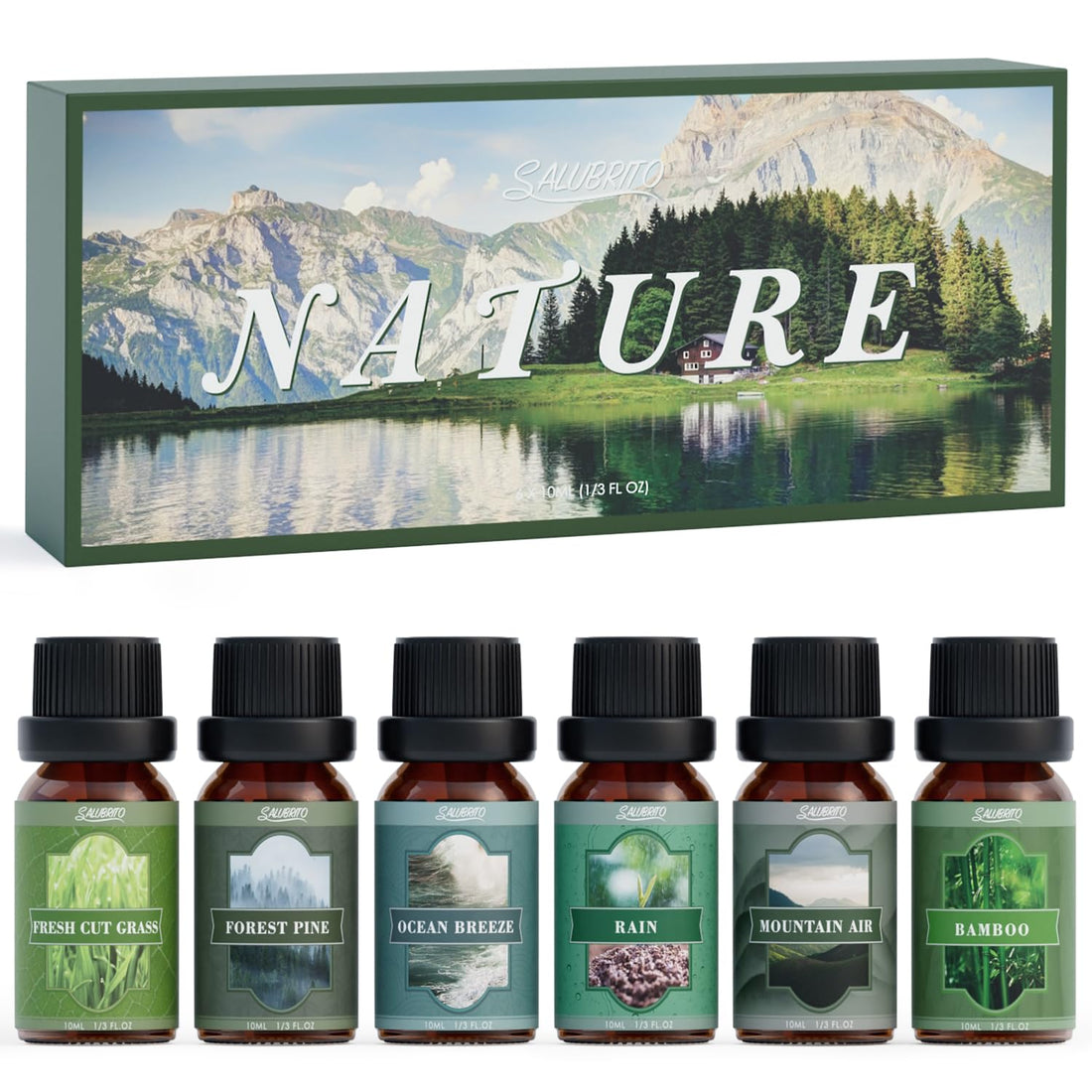 SALUBRITO Clean Essential Oils Set, Fresh Cotton, Clean Home, Fresh Linen, Soft Powder, Blossom Soap, Mint Scented Oils for for Diffuser, Candle, Soap Making