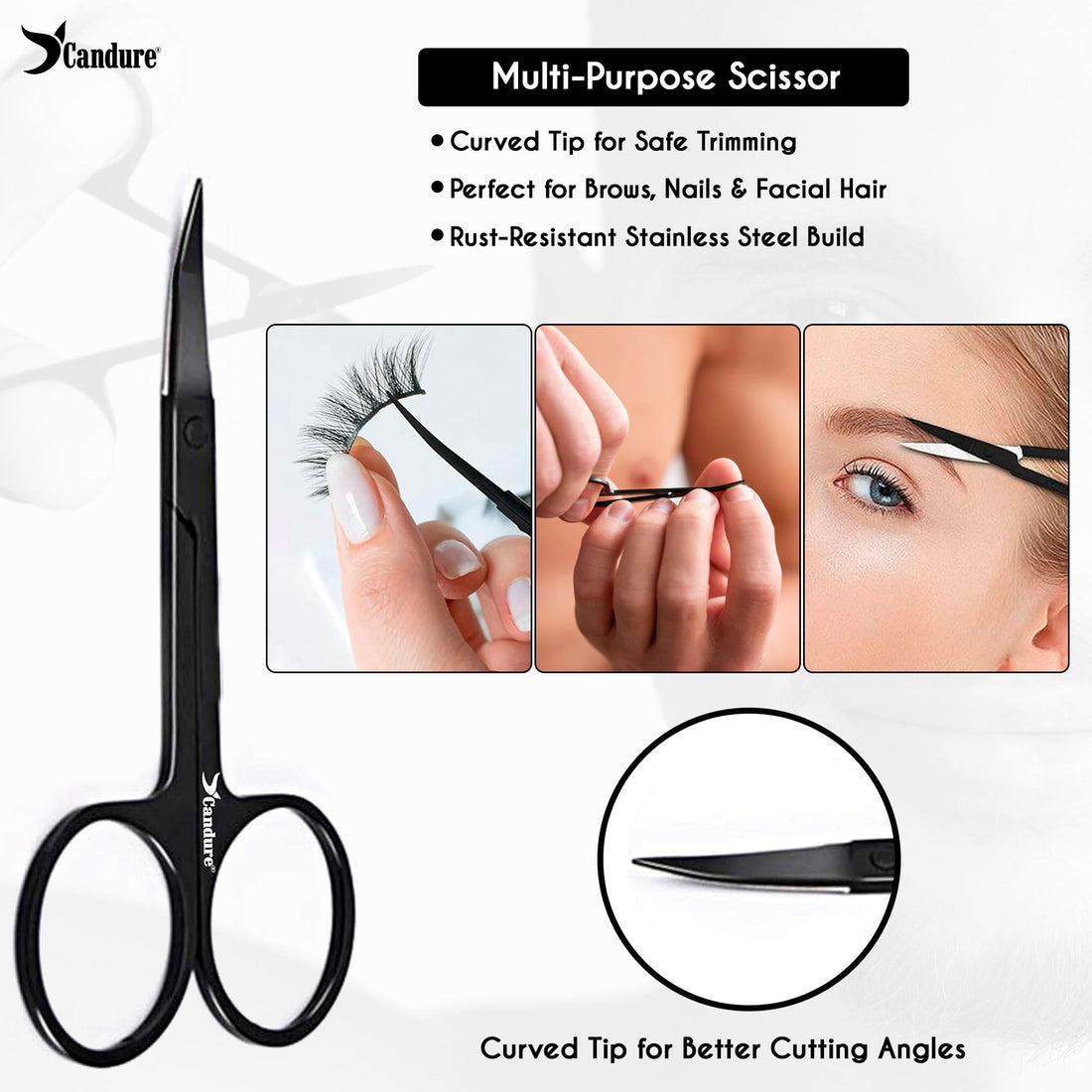 Candure Tweezers for Eyebrows - Professional Stainless Steel Slanted and Pointed Tip Hair Tweezers Set for Ingrown Hair, Blackhead Removal, Eyebrows Plucking Beauty Tool for Women Halalzen