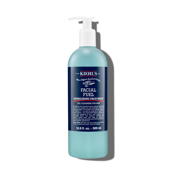 Kiehl's Facial Fuel Face Wash, Refreshing + Invigorating Men's Gel Cleanser, with Caffeine, Vitamin E and Menthol, Non-Drying Formula Moisturizes Skin, Great for Clogged Pores, for All Skin Types
