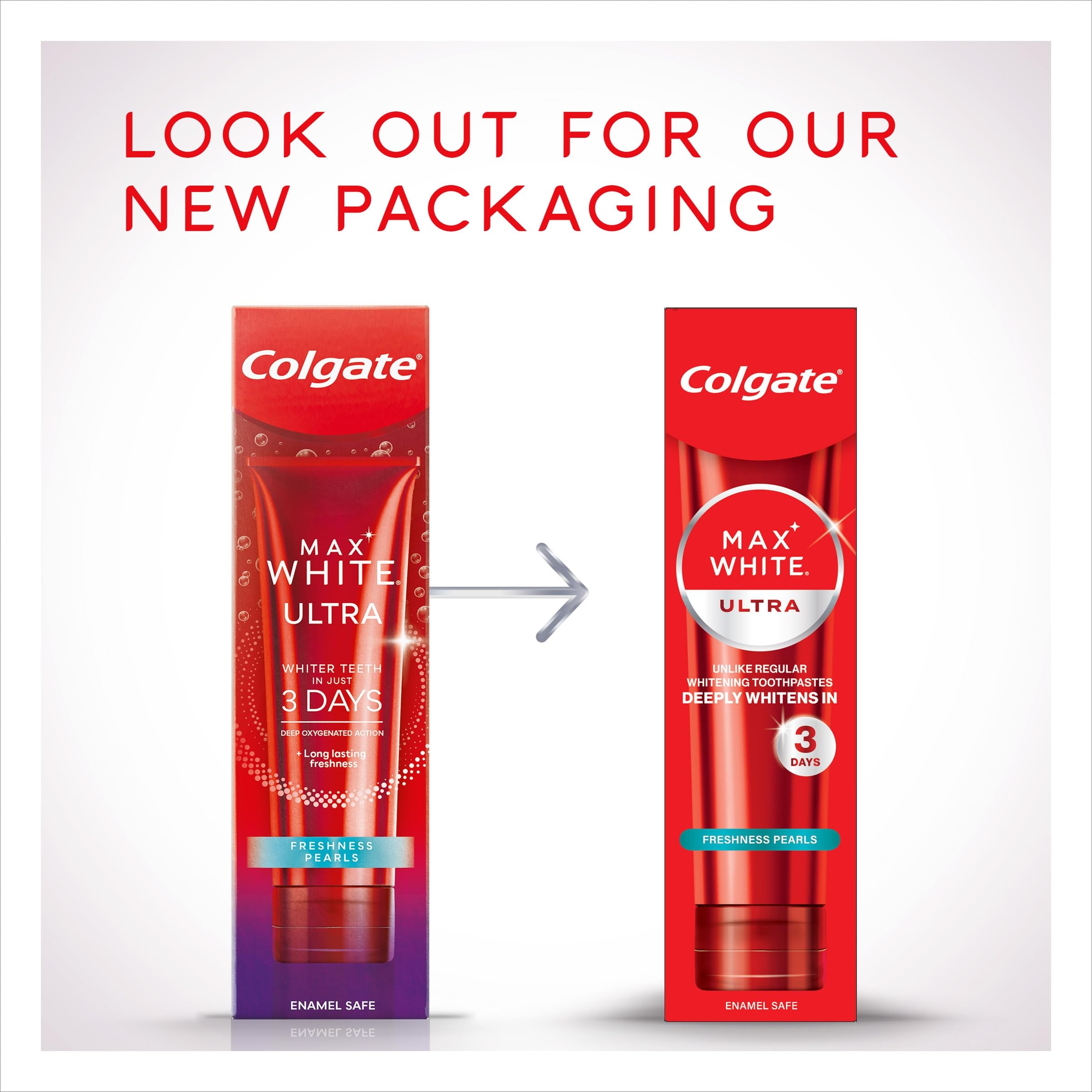 Colgate Max White Ultra+ Enamel Toothpaste 75ml, Whitens Deep Stains for 5X Whiter Teeth, ActiveShine Technology Smoothes Enamel Surface to Reflect Light, Protects and Remineralises Enamel