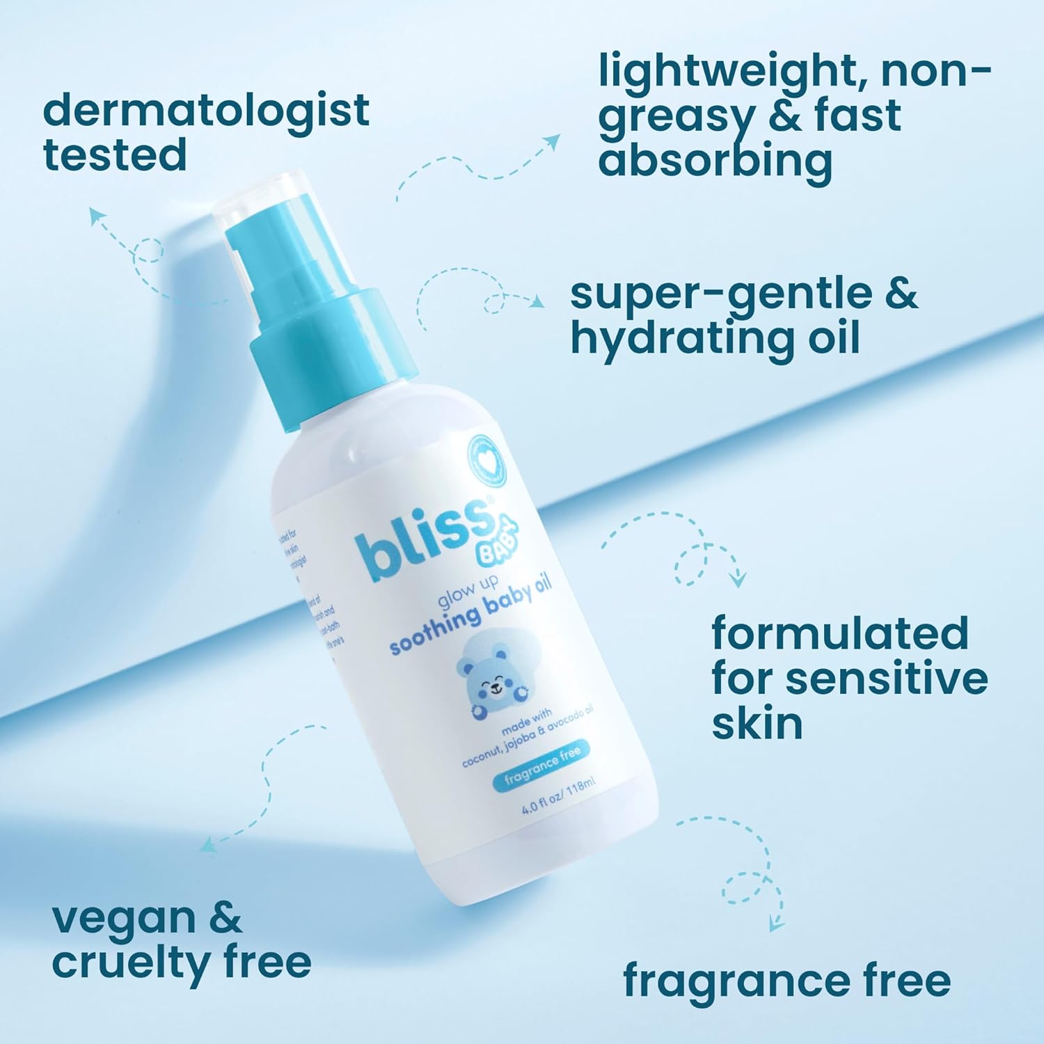 Bliss Baby Oil, All Natural, Premium & Unscented, Vegan - Made with Organic Avocado Oil, Coconut Oil, Dermatologist Tested, Soothing & Hydrating Baby Massage Oil, Travel Size 4 fl. Oz. Halalzen