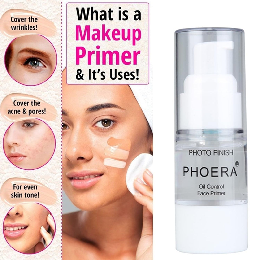 2Pcs Makeup Primer For PHOERA All Matte Oil Free Full Coverage Foundation Base Long Lasting Hydrating Smoothing Moisturizing Makeup Base Matte Face Foundation Primer (#2pcs 18ml) Halalzen