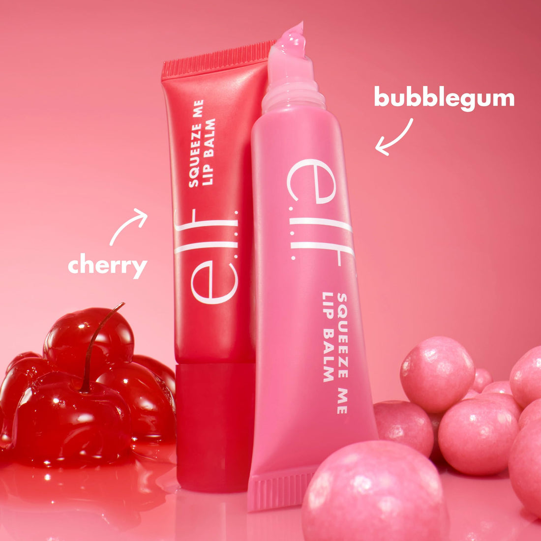 e.l.f. Squeeze Me Lip Balm Duo, Moisturizing Lip Balm for a Sheer Tint of Colour, Infused with Hyaluronic Acid, Vegan & Cruelty-Free, CHERRY/BUBBLEGUM Halalzen