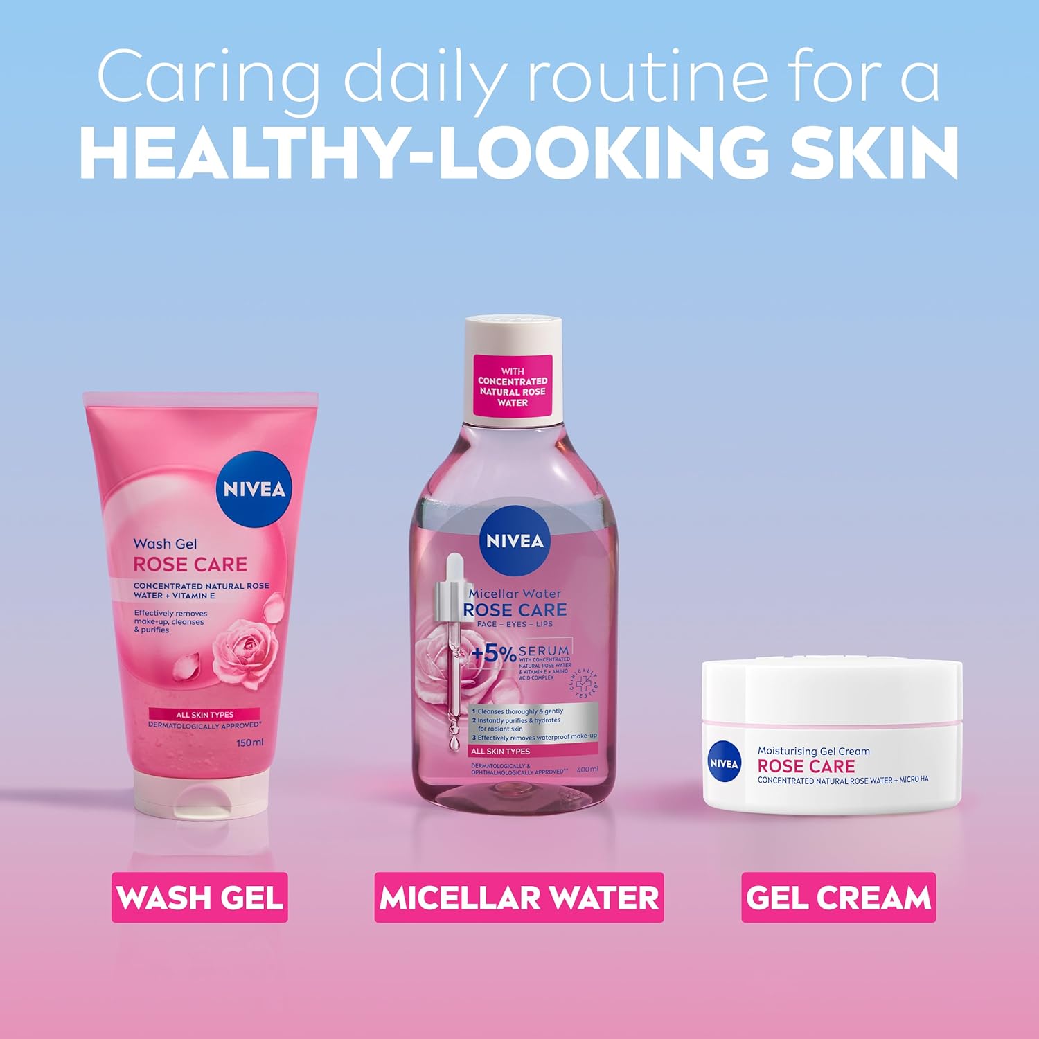 NIVEA Rose Care Moisturising Gel Cream (50 ml), Hydrating Gel Face Cream with Rose Water and Hyaluronic Acid, 72H Moisture Formula, Moisturiser for Soft and Radiant Skin