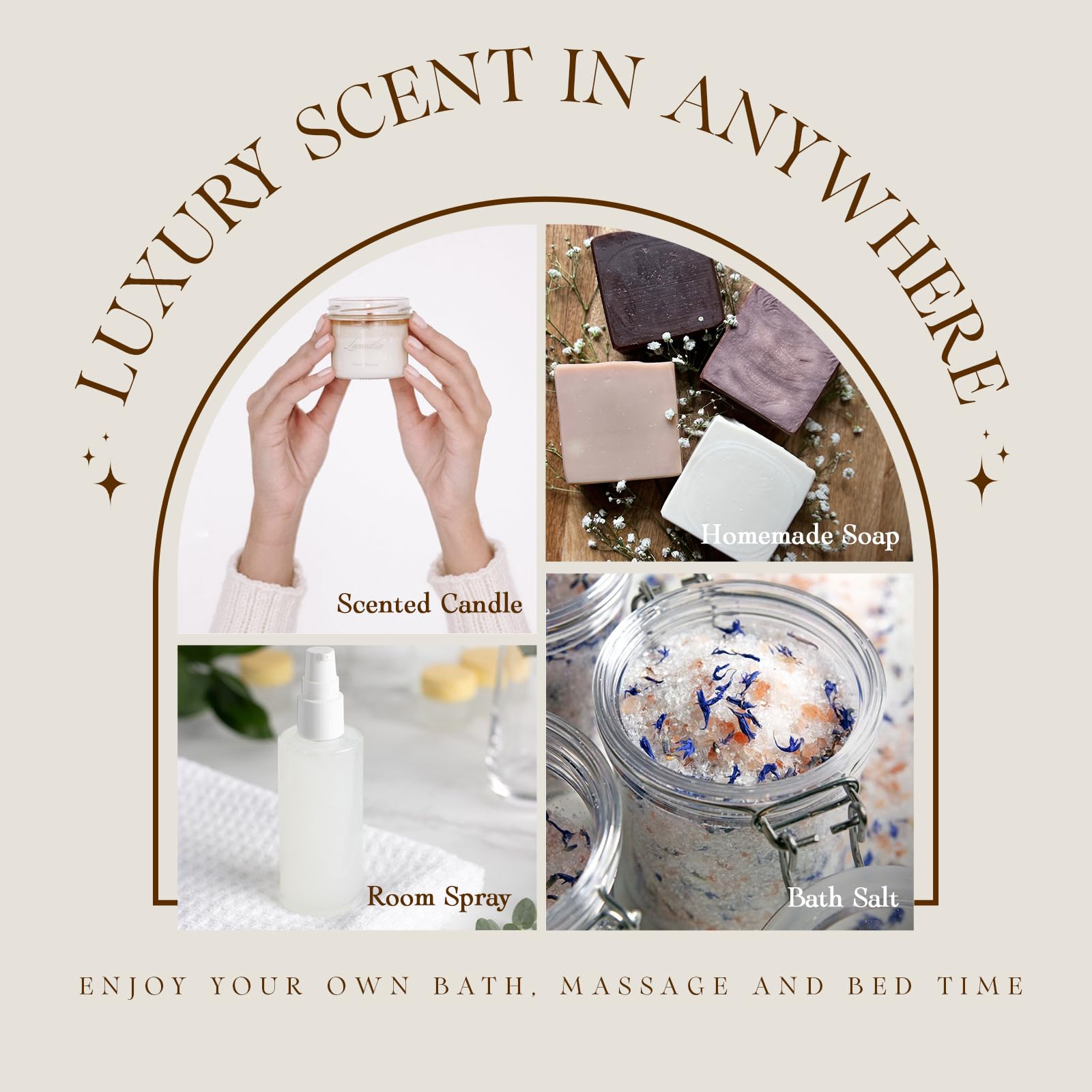 SALUBRITO Clean Essential Oils Set, Fresh Cotton, Clean Home, Fresh Linen, Soft Powder, Blossom Soap, Mint Scented Oils for for Diffuser, Candle, Soap Making