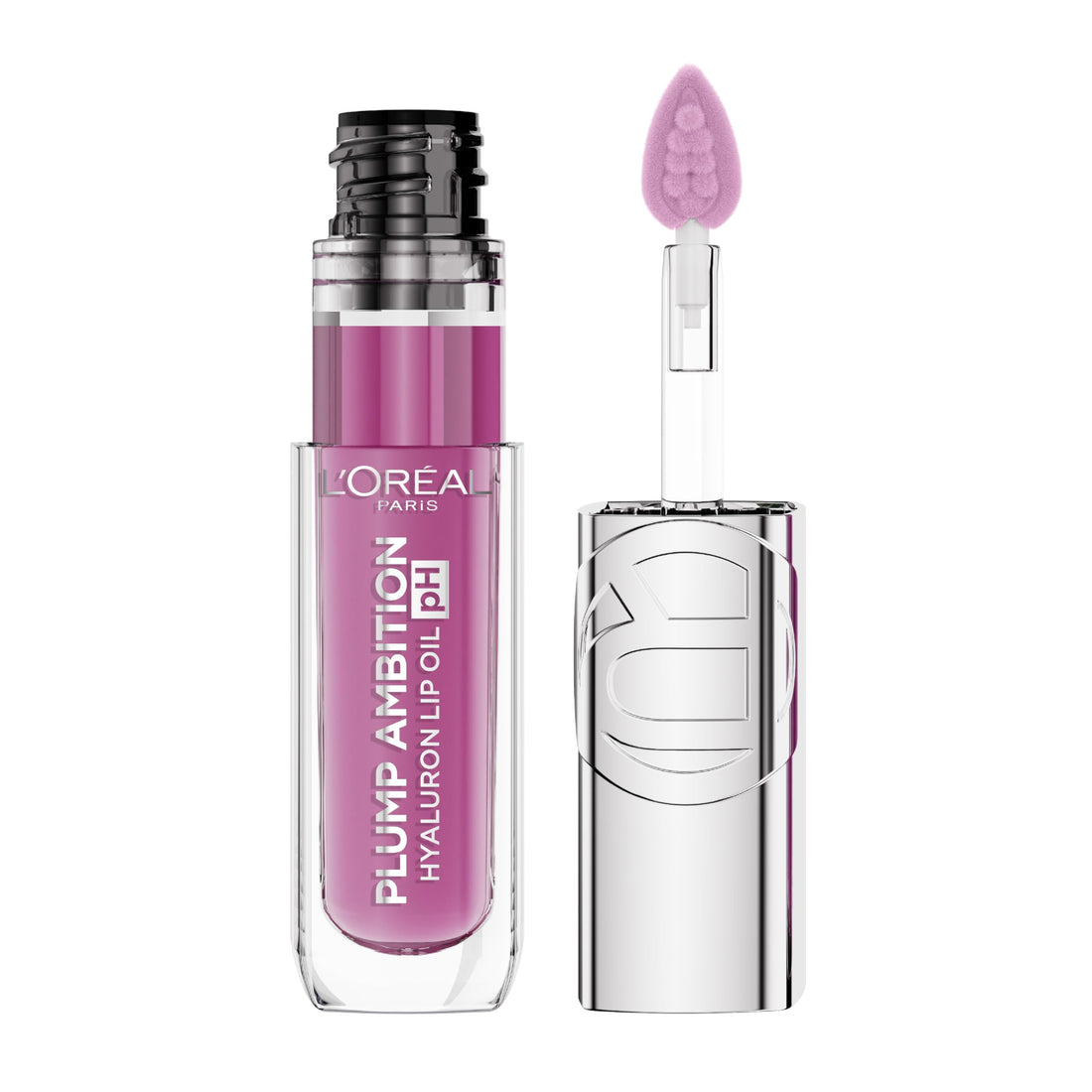 L'Oreal Paris Plump Ambition pH Hyaluron Lip Oil, Color Shifting Lip Tint with 24HR Hydration, Volumizing Shine and Lasting Color, 020 pH Rosé Halalzen