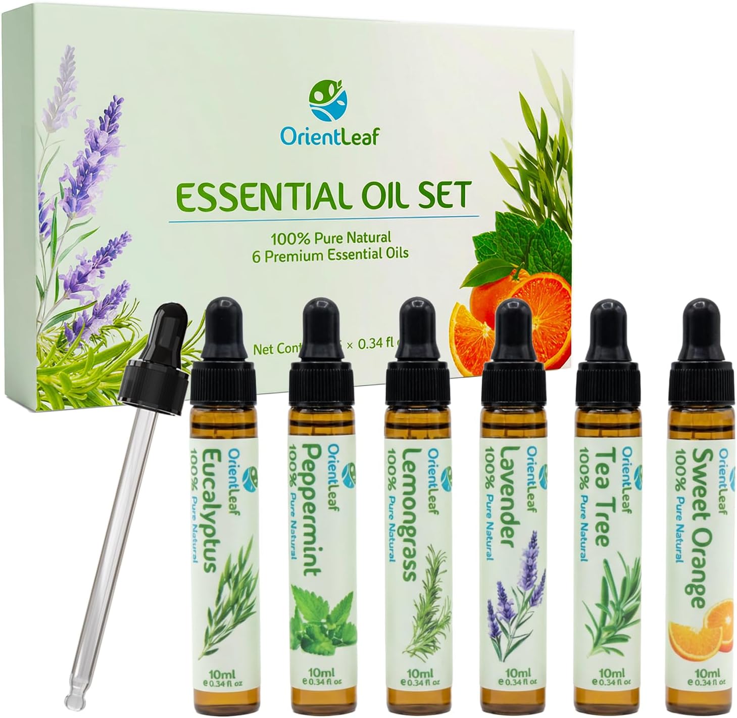 Essential Oils for Diffusers for Home, Birthday Gifts, Teacher Gifts for Women, Diffuser Oil for DIY Candle, Aromatherapy, Humidifiers, Peppermint, Tea Tree, Lavender, Eucalyptus, Orange, Citronella