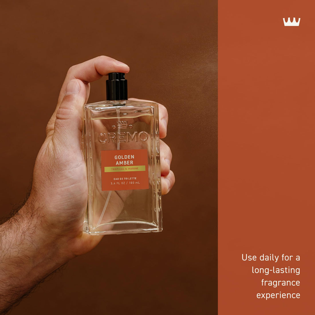 Cremo Cologne Homme - Eau de Cologne en Spray Épices et Vanille Noire pour Homme, Une Explosion d'Épices Vibrantes, de Bois Foncés et de Vanille Noire, Parfums Homme Signature Multi-Couches, 100 ml