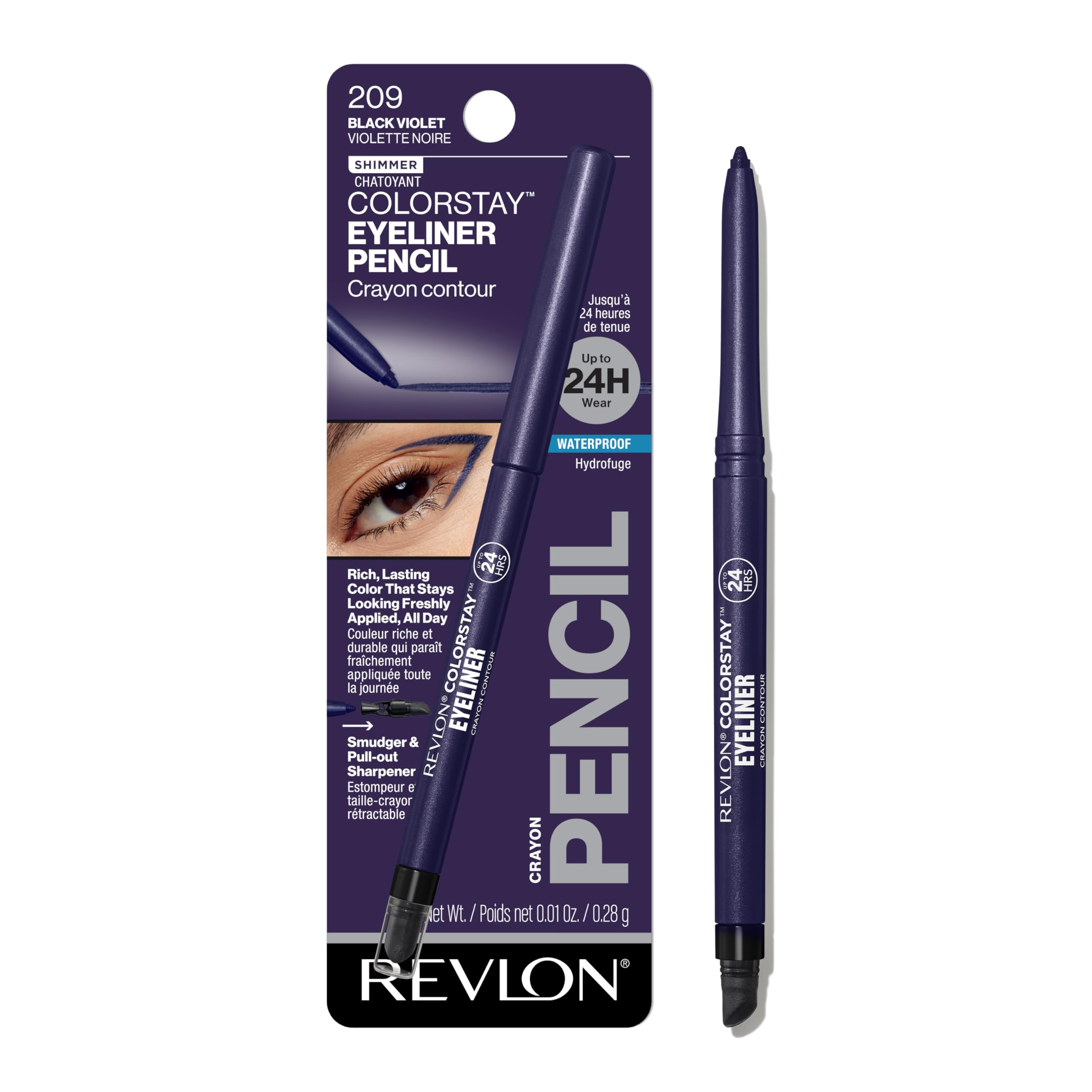 Revlon ColorStay Pencil Waterproof Eyeliner, Smudge-Proof, Eye Makeup with Built-In Sharpener, 201 Black, 2 pack