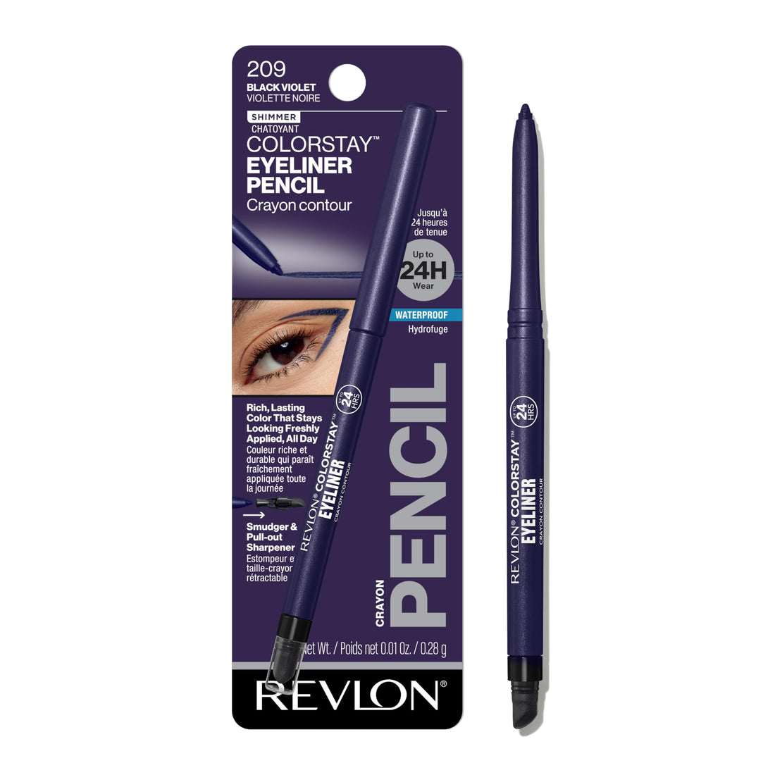 Revlon ColorStay Pencil Waterproof Eyeliner, Smudge-Proof, Eye Makeup with Built-In Sharpener, 201 Black, 2 pack