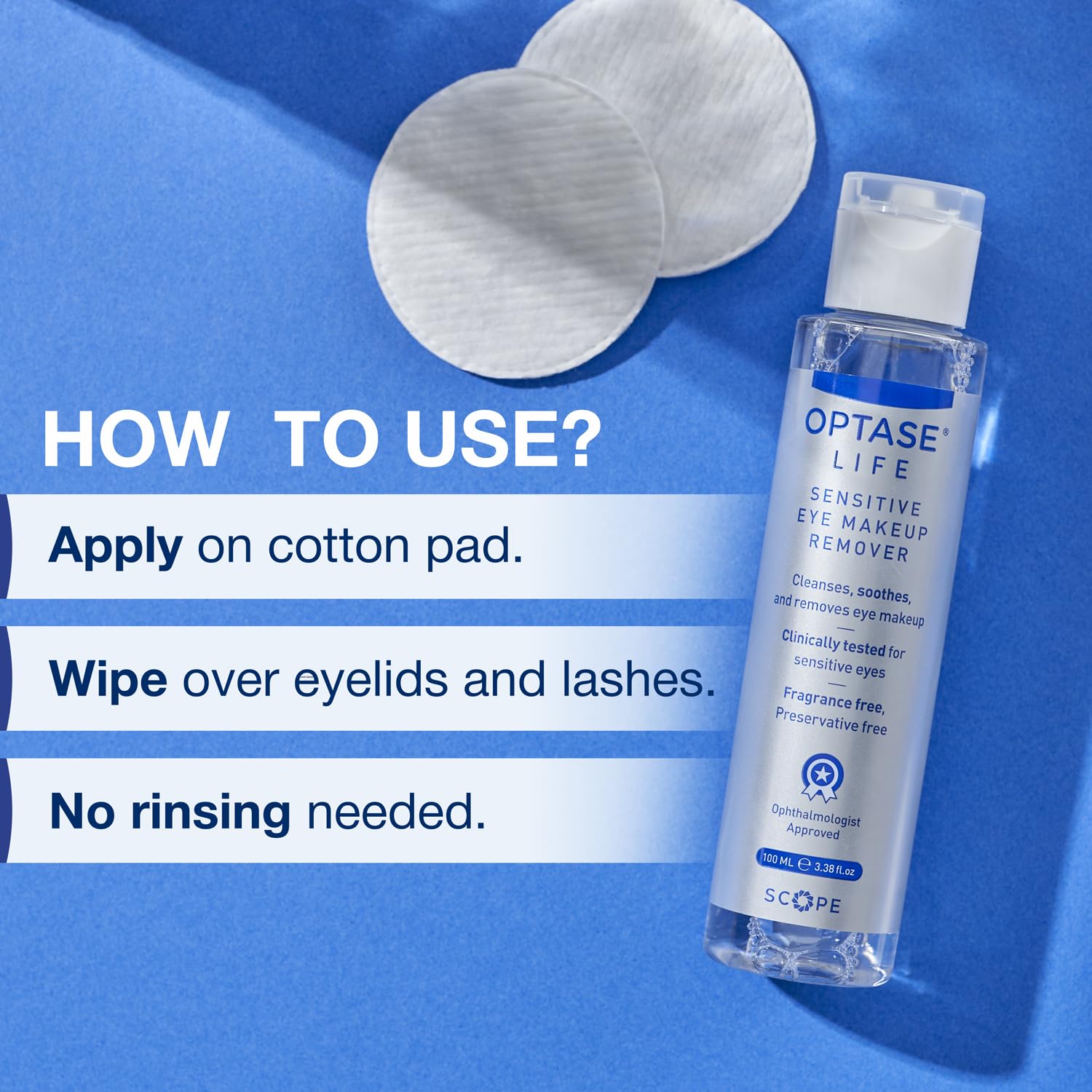 Optase Life Sensitive Eye Makeup Remover - Oil-Free and Non-Greasy Cleanser - Formulated for Sensitive Eyes - Ophthalmologist Approved - 100ml Halalzen