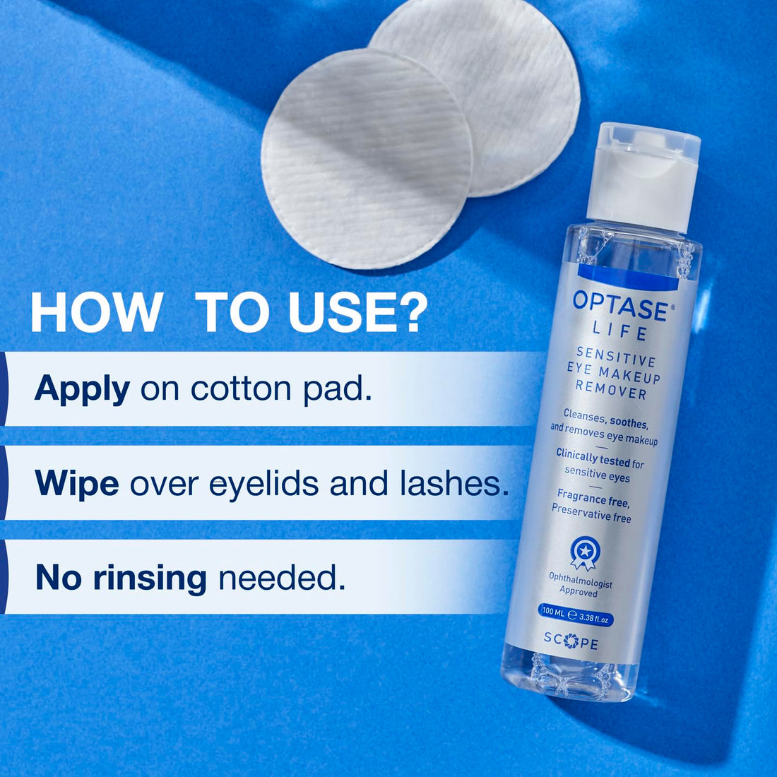 Optase Life Sensitive Eye Makeup Remover - Oil-Free and Non-Greasy Cleanser - Formulated for Sensitive Eyes - Ophthalmologist Approved - 100ml Halalzen