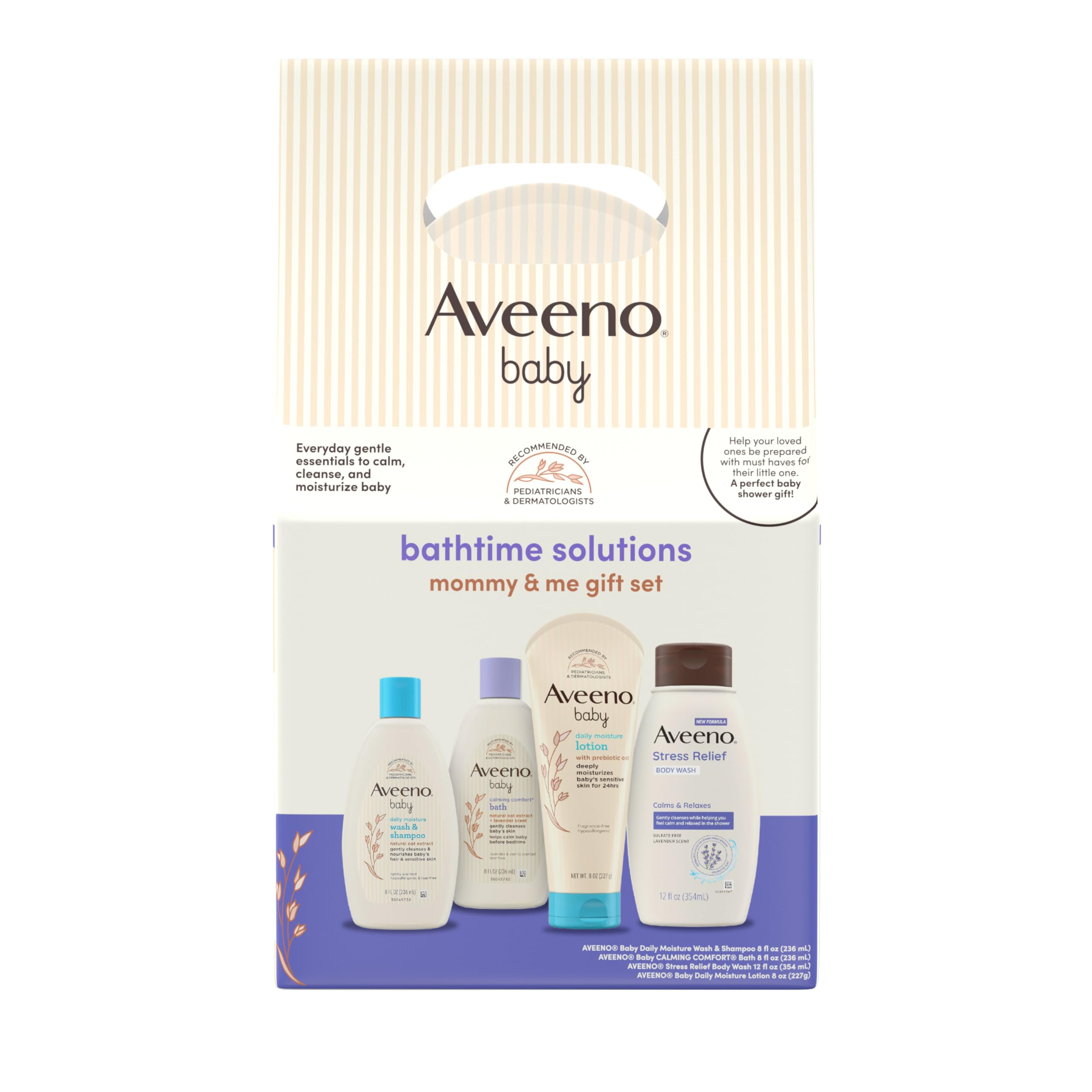 Aveeno Baby Welcome Little One Gift Set, Skincare Set with Nourishing Body Wash & Shampoo, Calming Bath Wash, All Over Wipes, Daily Moisturizing Lotion, & Balm, 5 Items Halalzen