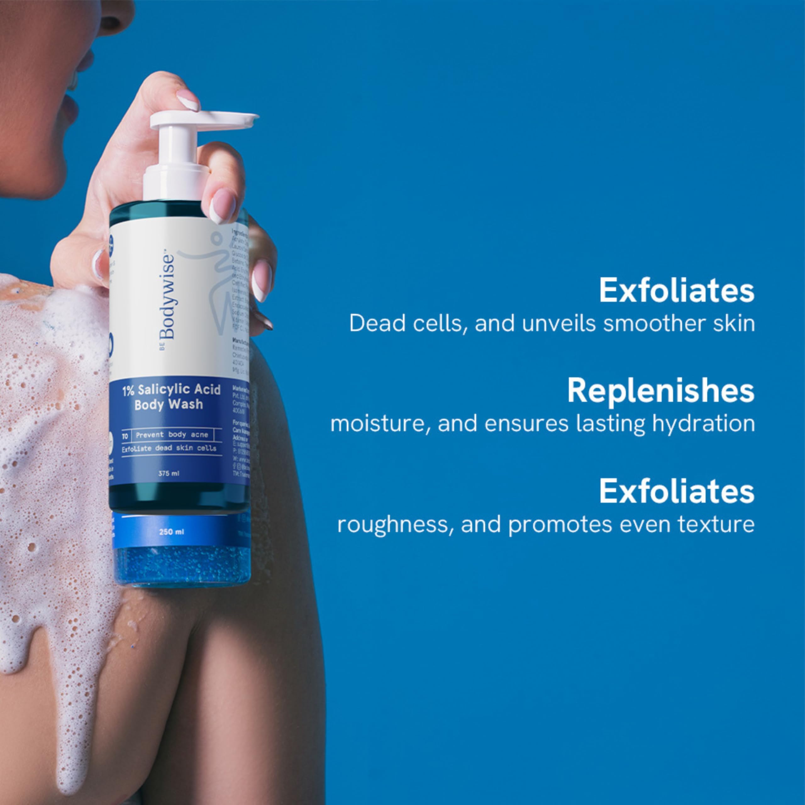 Be Bodywise 1% Salicylic Acid Exfoliating Body Wash Shower Gel 250ml | Prevents Body Acne, Bumpy skin & Deep cleanses | Suitable for All Skin Types.