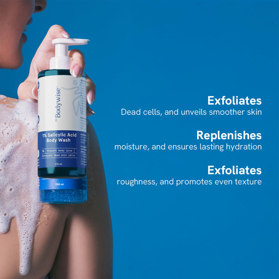 Be Bodywise 1% Salicylic Acid Exfoliating Body Wash Shower Gel 250ml | Prevents Body Acne, Bumpy skin & Deep cleanses | Suitable for All Skin Types.