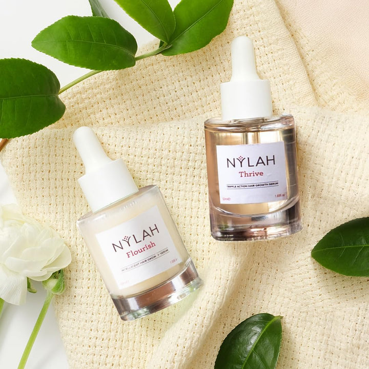 NYLAH Flourish and Thrive Hair Growth Serum SET (2 x 50ml) – Hair Growth & Hair Loss Treatment – Reduces Thinning & Shedding, Strengthens Hair, Supports Fuller