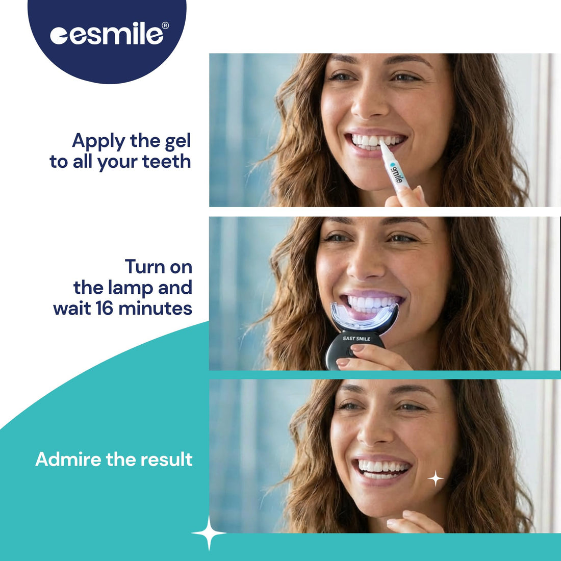 ESMILE Teeth Whitening Kit with 16 LED Light – Professional Home Whitening System for Sensitive Teeth – Fast Stain Removal, Enamel Safe, Includes Whitening Gel