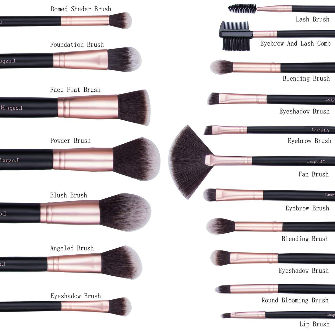 Makeup Brushes AMMIY Makeup Brushes Sets 18-Piece Rose Golden Make-up Brush Sets Premium Synthetic Wood Handle Face and Eye Brushes for Foundation, Powder, Concealers, Blush, and Eyeshadow Halalzen