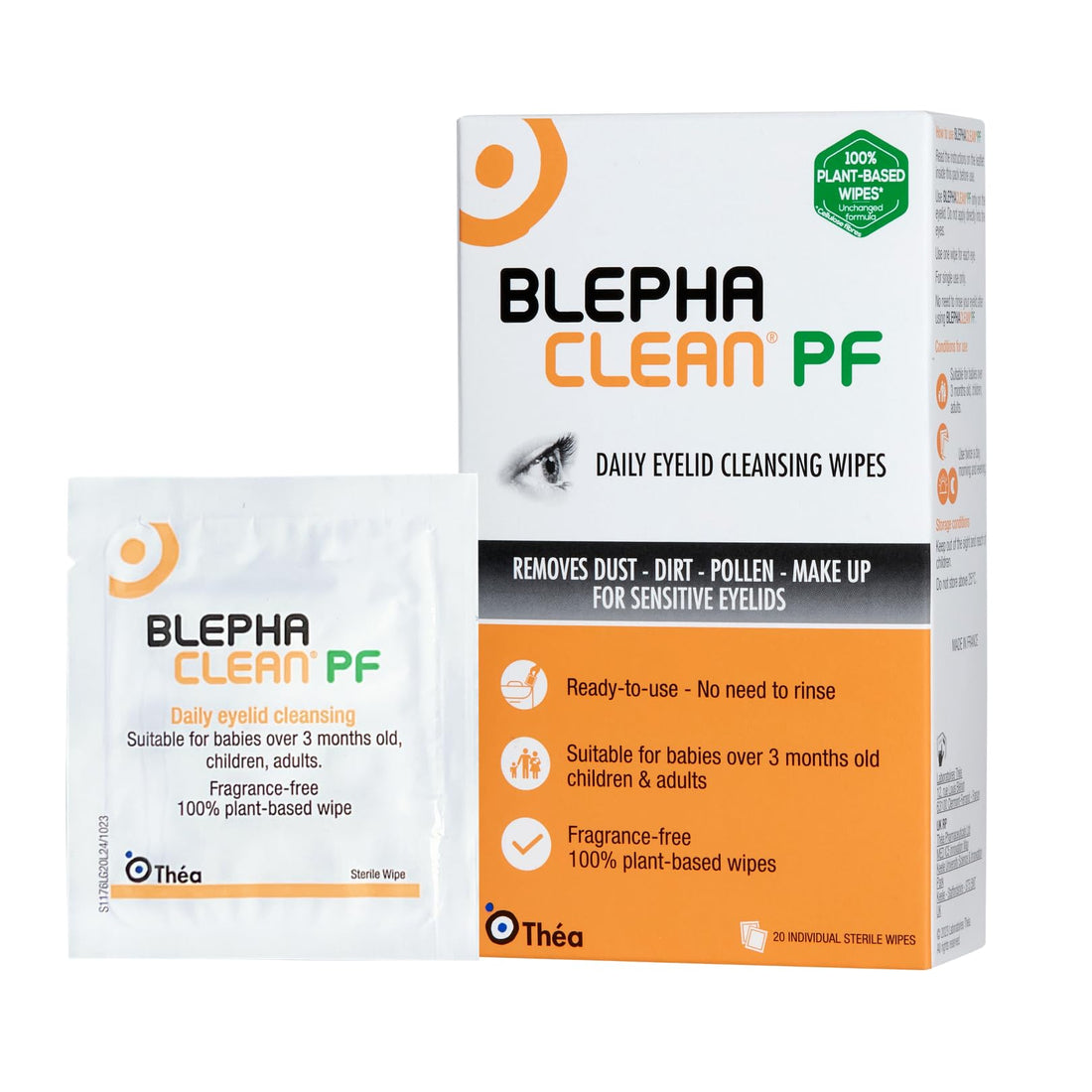 Blephaclean PF Daily Eyelid Wipes - Gentle Cleansing for the eyelids and skin around the eyes, Suitable for Babies (over 3 months old), children & adults, 20 Sterile Plastic-Free Wipes Halalzen