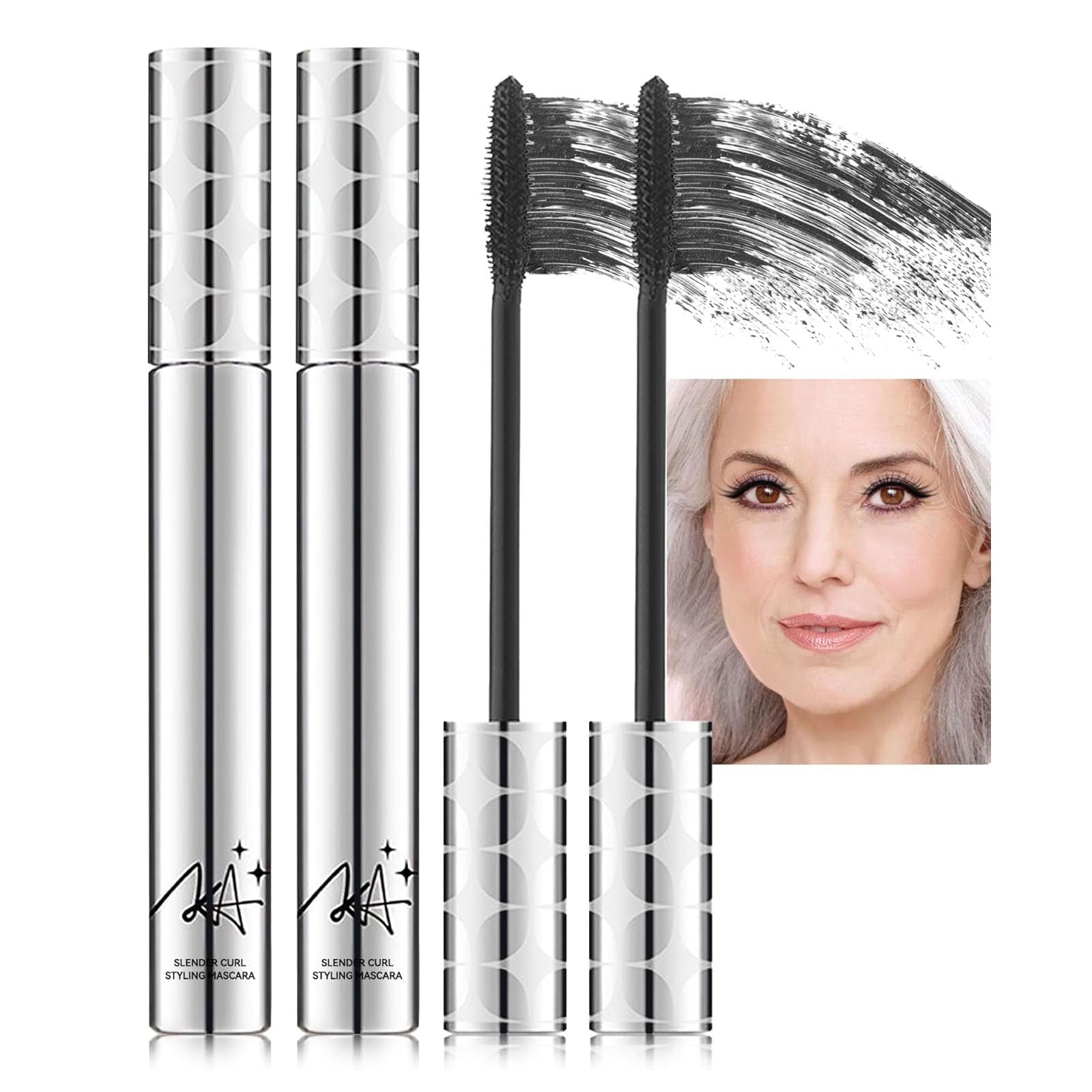 Black Mascara for Older Women Waterproof Volumising & Lengthening Mascara for Thinning,Ageing Lashes | Gentle on Sensitive Eyes-(2-Pack) Halalzen