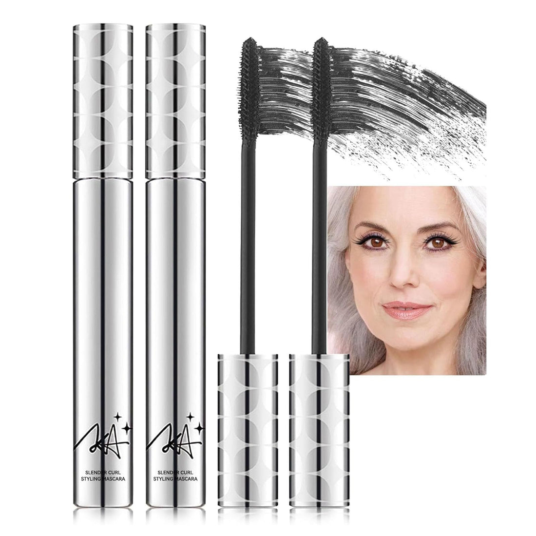 Black Mascara for Older Women Waterproof Volumising & Lengthening Mascara for Thinning,Ageing Lashes | Gentle on Sensitive Eyes-(2-Pack) Halalzen