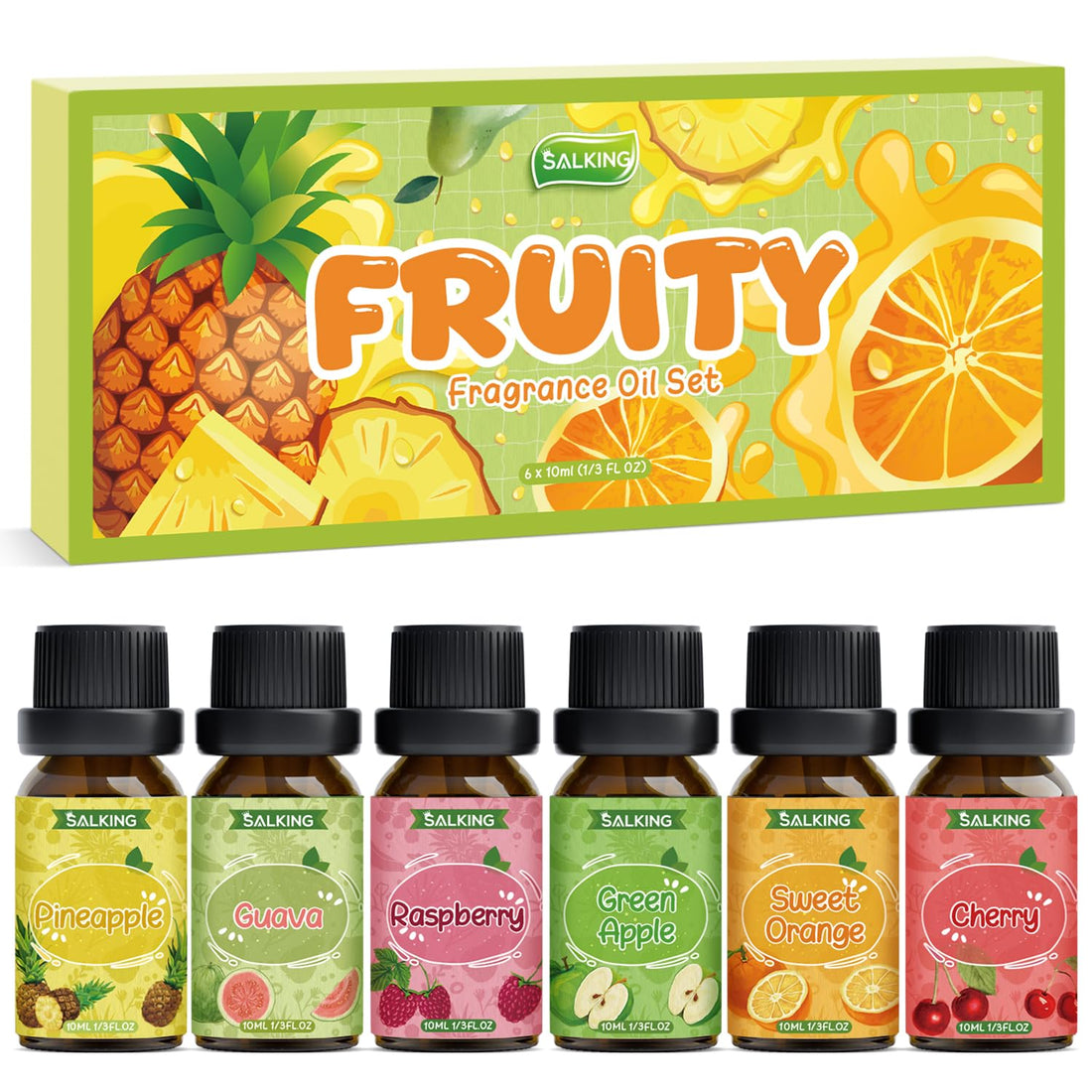 SALKING Essential Oils Set, 100% Pure Fragrance Oil AromatherapyGift, Premium Scented Oils for Diffusers 6 x 10 ML - Lavender, Rose, Jasmine, Cherry Blossom, Gardenia, Chamomile, Pink