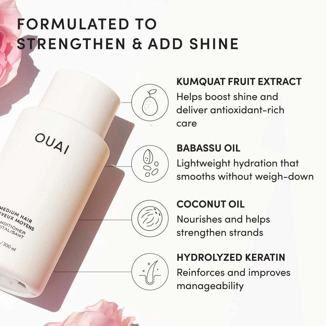 OUAI Thick Shampoo + Conditioner Set - Fight Frizz and Nourish Dry, Thick Hair with Keratin, Marshmallow Root, Shea Butter & Avocado Oil - Free of Parabens, Sulfates & Phthalates - 300 ml Each Halalzen