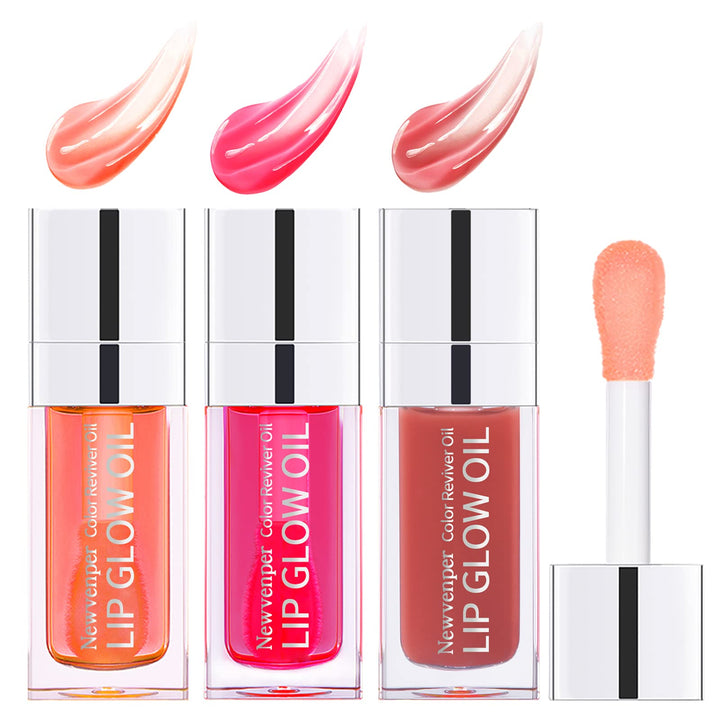 3PCS Hydrating Lip Glow Oil Long Lasting Plumping Lip Gloss Transparent Toot Lip Balm Moisturizing Lip Oil Repairing Lip Lines and Prevents Dry Cracked for Lip Care and Dry Lips 1#+2#+3# Halalzen