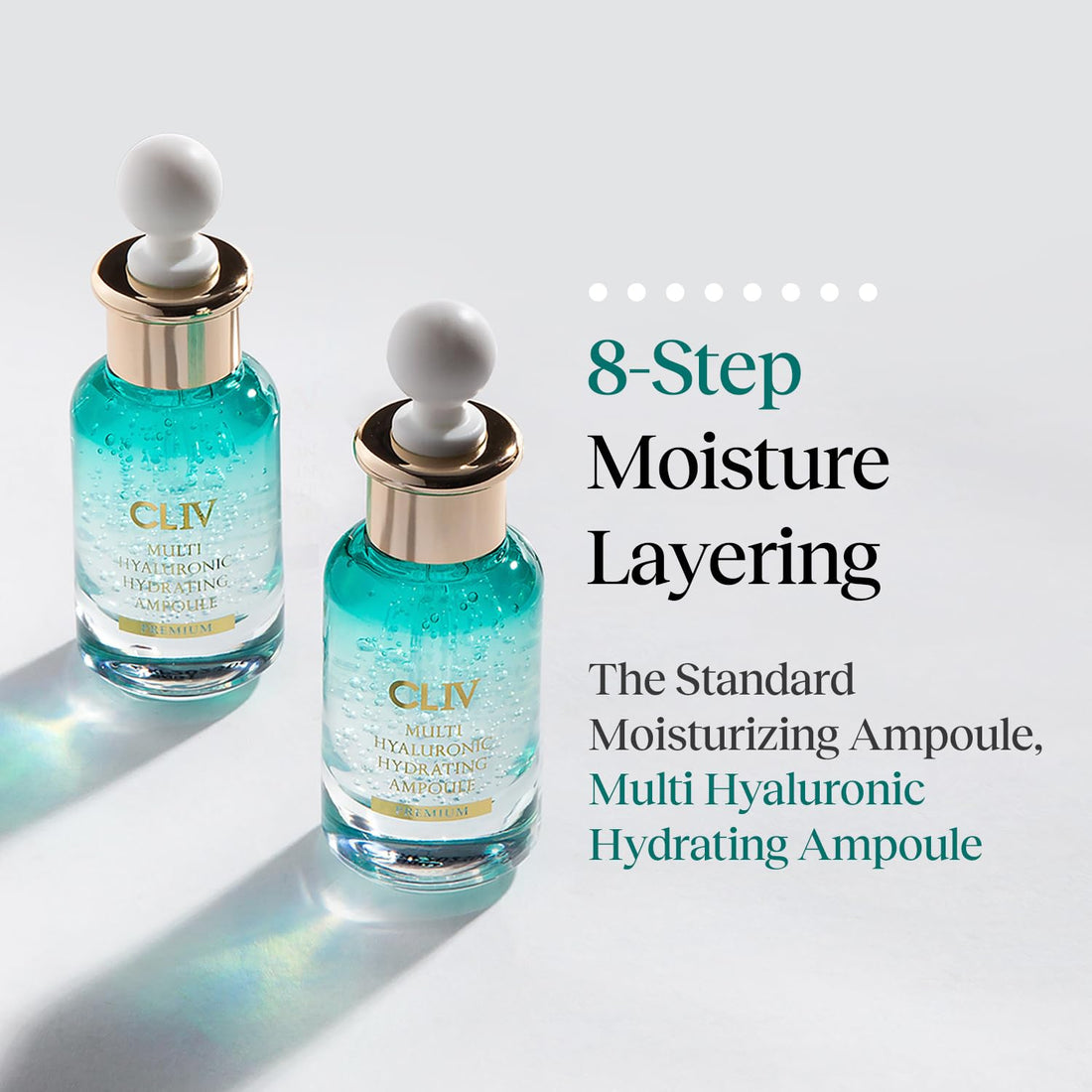 CLIV Multi Hyaluronic Hydrating Ampoule | 85% Hyaluronic Acid, 8-Layer Hydration, Ceramides & Panthenol for Deep Moisture Care | Korean Skincare Nourishing Serum | 1.01 Fl Oz (Pack of 1) Halalzen