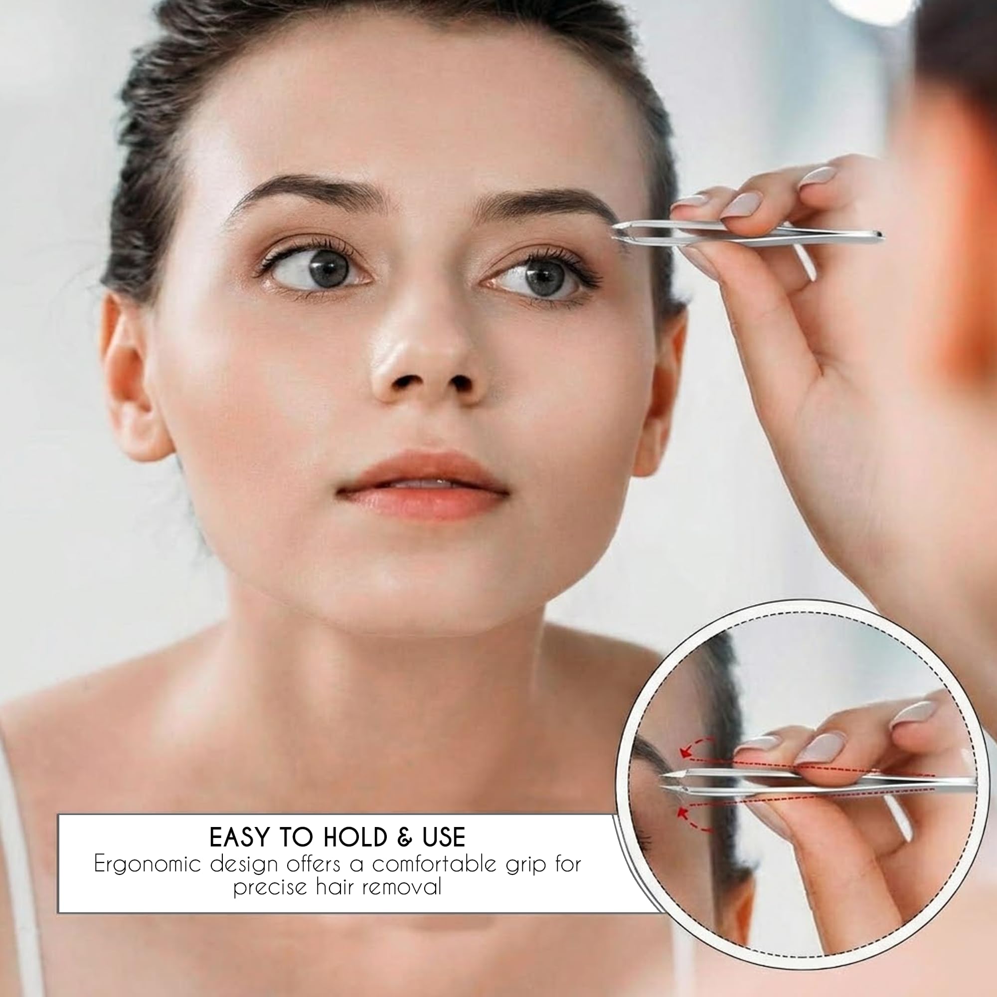 Candure Tweezers for Eyebrows - Professional Stainless Steel Slanted and Pointed Tip Hair Tweezers Set for Ingrown Hair, Blackhead Removal, Eyebrows Plucking Beauty Tool for Women Halalzen