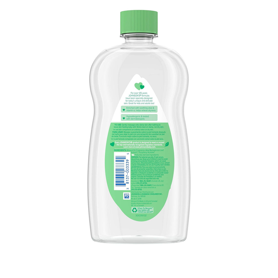 Johnson's Aloe Vera Baby Oil 300ml – Leaves Skin Soft and Smooth – Ideal for Delicate Skin Halalzen