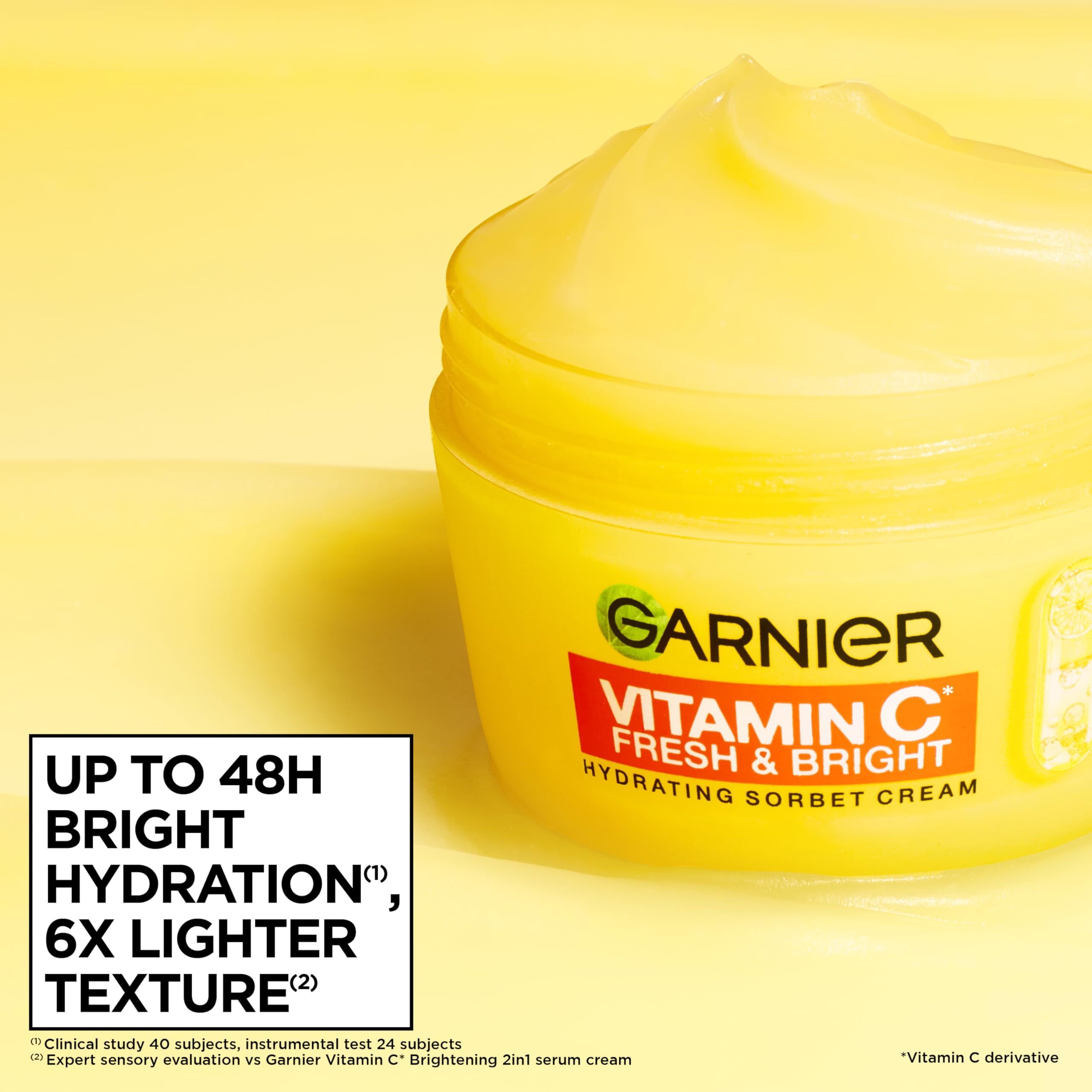 Garnier Vitamin C* Fresh & Bright Hydrating Sorbet Cream, 4% Vitamin C* & Niacinamide, Ultra Fresh & Light, For Dull, Uneven Skin, Cruelty Free International & Vegan - 85ml