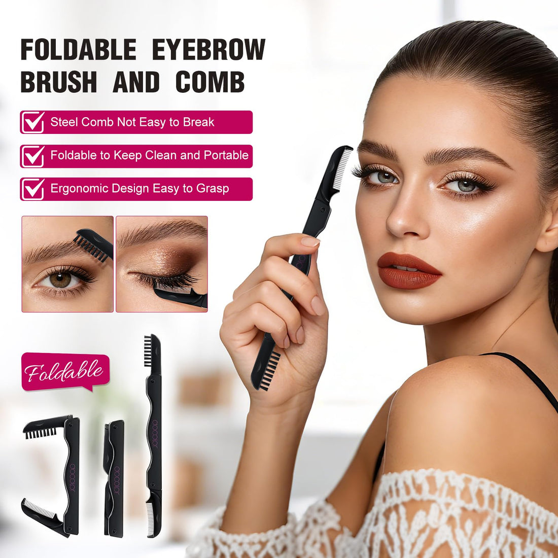 Docolor Eyelash Comb Eyelash Separator Tool, Makeup Mascara Applicator Comb with Cover, False Eyelash Grooming Brushes 1Pc Halalzen