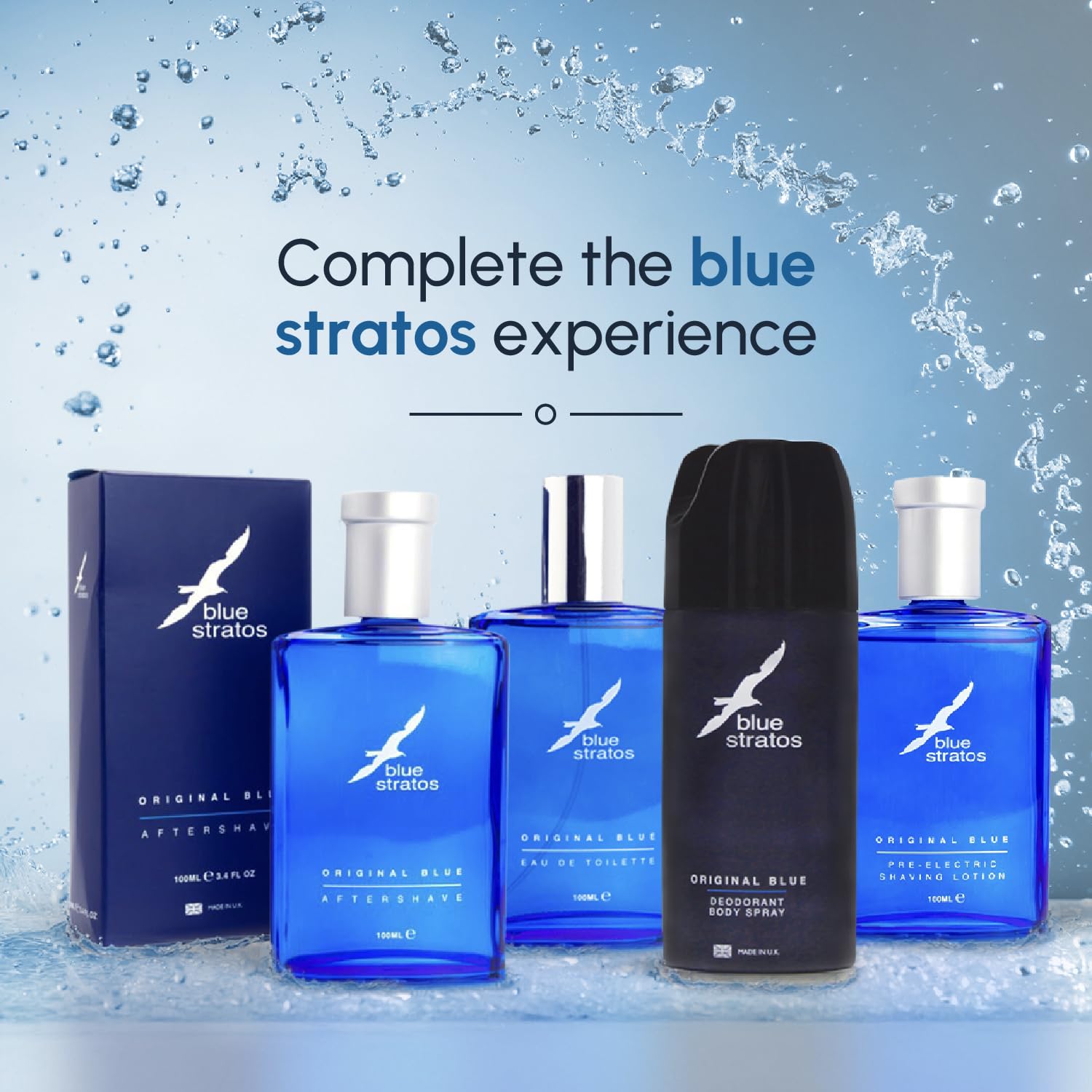 Blue Stratos Pre-Electric Shave Lotion, Original Blue for Men, Lifts Beard & Reduces Irritation, Cooling Effect, Classic Scent of Cedarwood, Vanilla, and Musk, 100ml