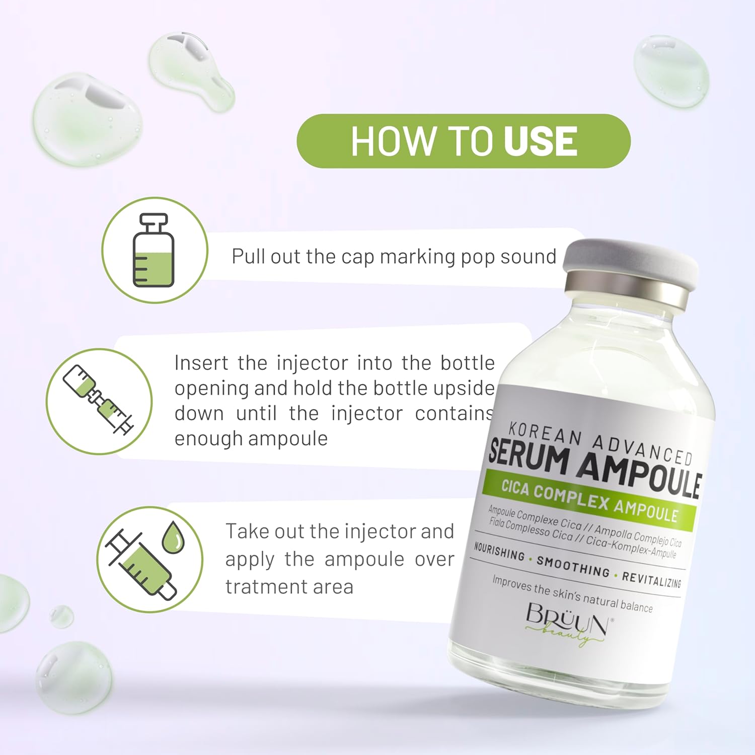 BRÜUN CICA Revival Complex Serum Ampoule – Micro Needling Centella Asiatica Korean Serum Booster for Face and Body to Use with and without Derma Pen Microneedling Skin Care Serum 1.18 fl.oz