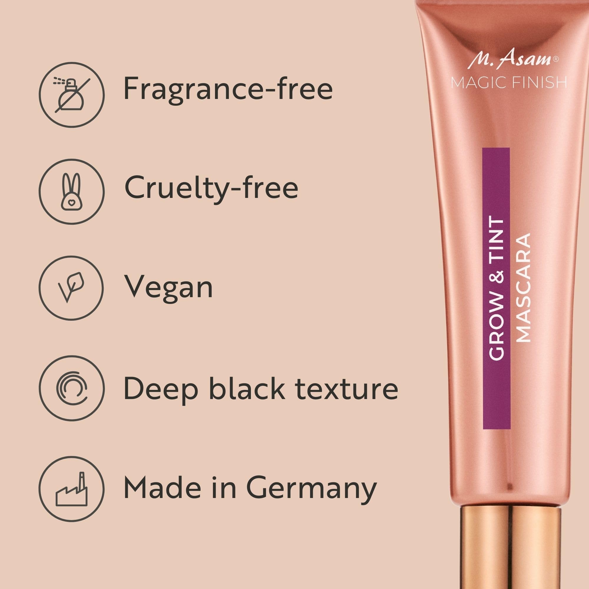 M. Asam MAGIC FINISH Grow & Tint Mascara Deep Black (12ml) – Mascara with Growth Serum & Tint Effect, Lash Care for More Length & Volume, For Defined & Naturally Darker Lashes, Vegan Halalzen
