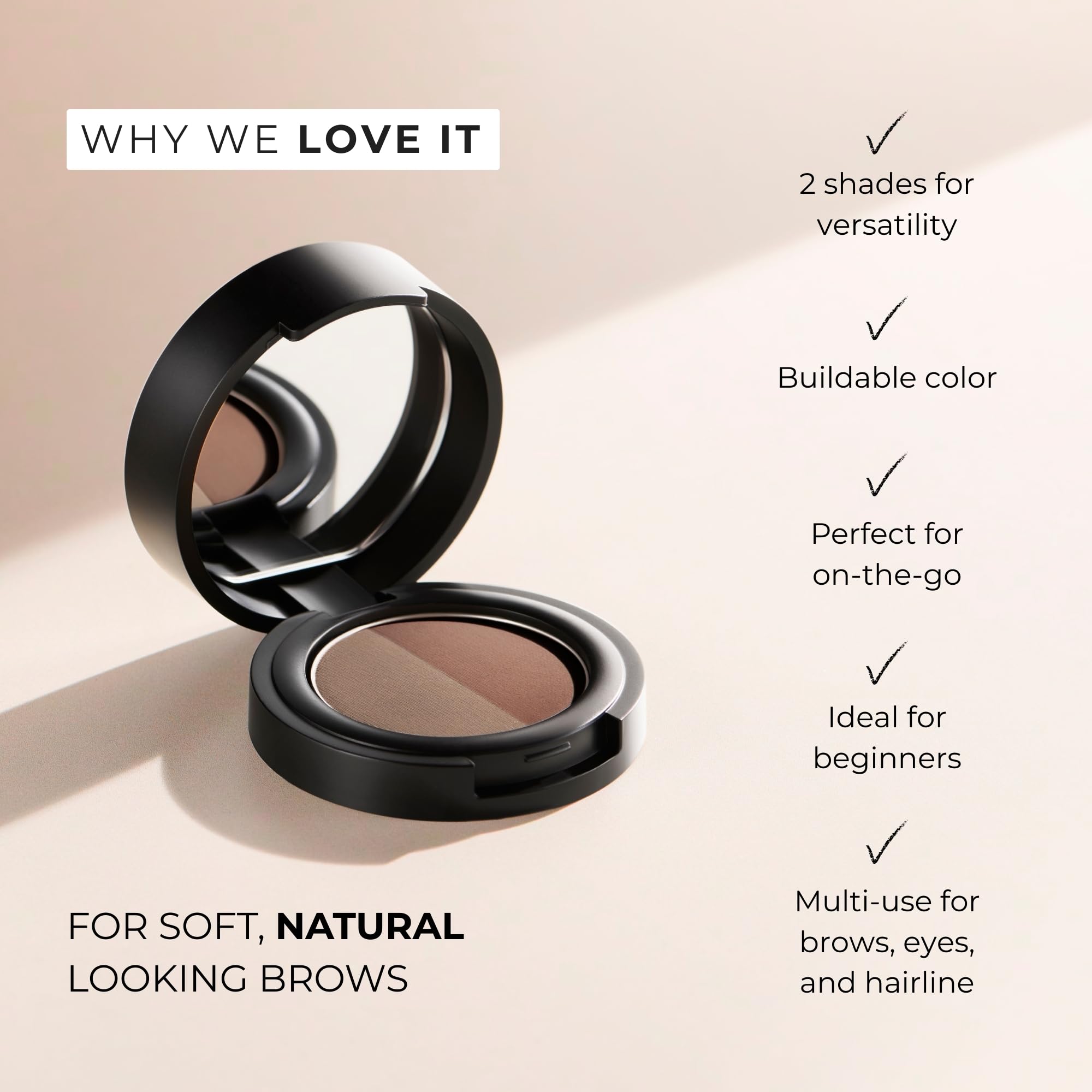 Soft Brow Define & Fill Powder Duo, Includes Dual ended Brush, Vegan and Cruelty Free (Brunette)