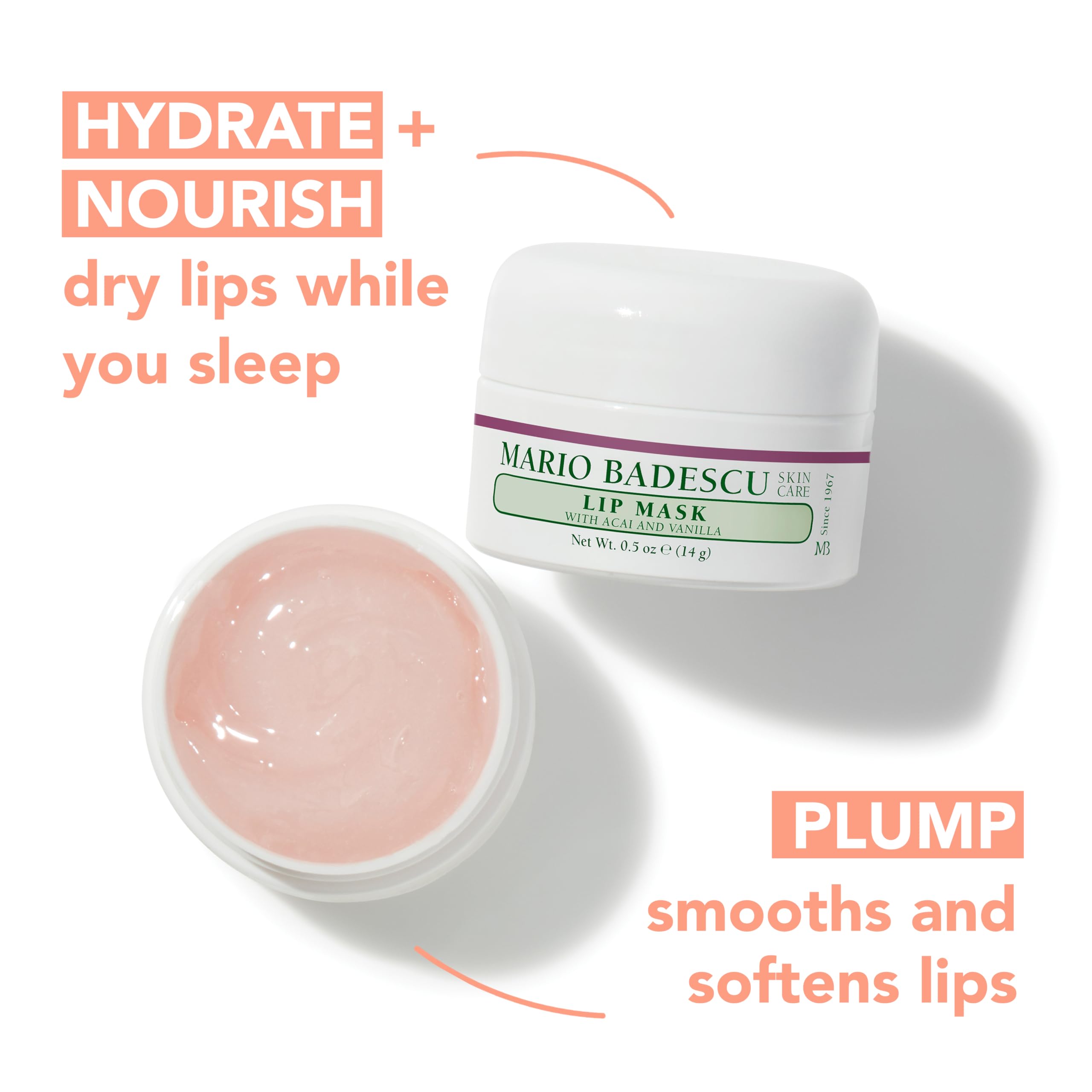 Mario Badescu Lip Mask, Overnight Lip Treatment Enriched With Skin Softening Coconut Oil and Hydrating Shea Butter Halalzen