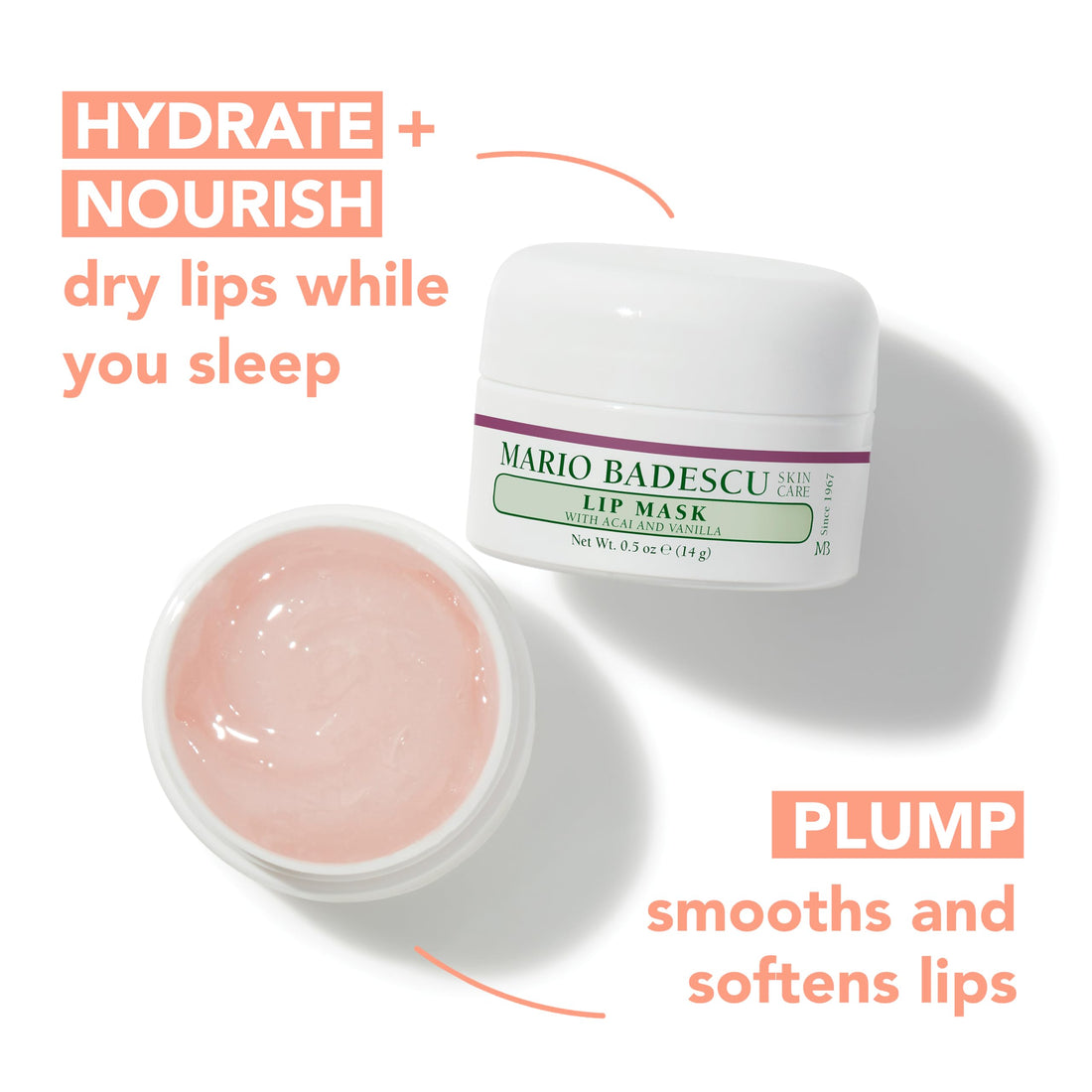 Mario Badescu Lip Mask, Overnight Lip Treatment Enriched With Skin Softening Coconut Oil and Hydrating Shea Butter Halalzen