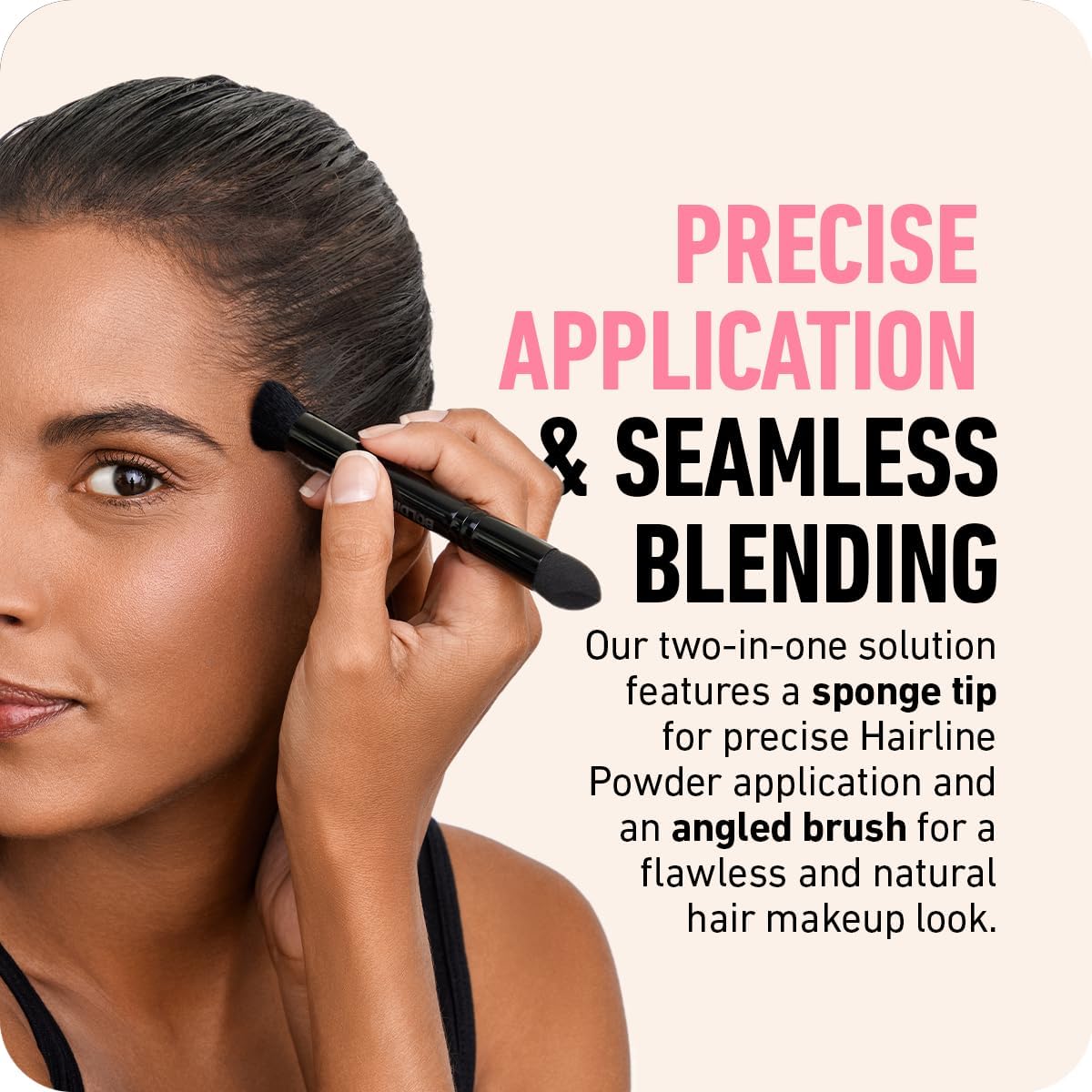 BOLDIFY Four Ended Hairline Powder Brush - Precision Hair Makeup Brush Set with Sponge Tip for Seamless Blending - Ideal as a Hair Concealer/Contour, Root Touch Up Halalzen
