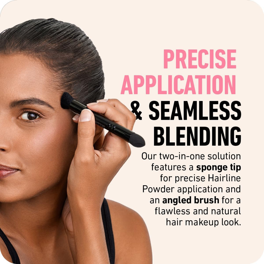 BOLDIFY Four Ended Hairline Powder Brush - Precision Hair Makeup Brush Set with Sponge Tip for Seamless Blending - Ideal as a Hair Concealer/Contour, Root Touch Up Halalzen