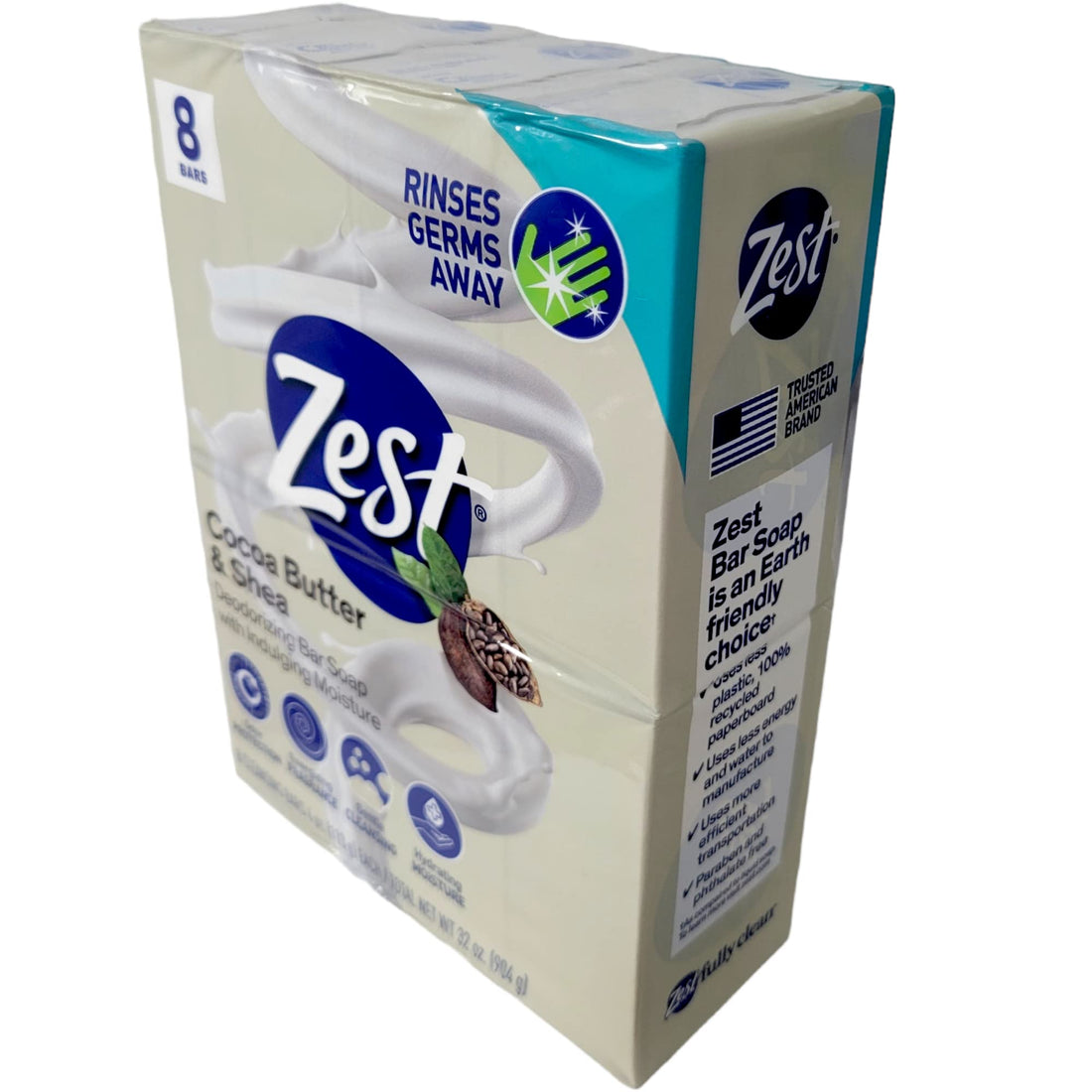 Zest Bar Soap - 8 Bars - Enriched With Cocoa Butter And Shea for Ultra Moisturizing Cleansing - Leaves Your Body Feeling Silky Smooth And Deeply Moisturized