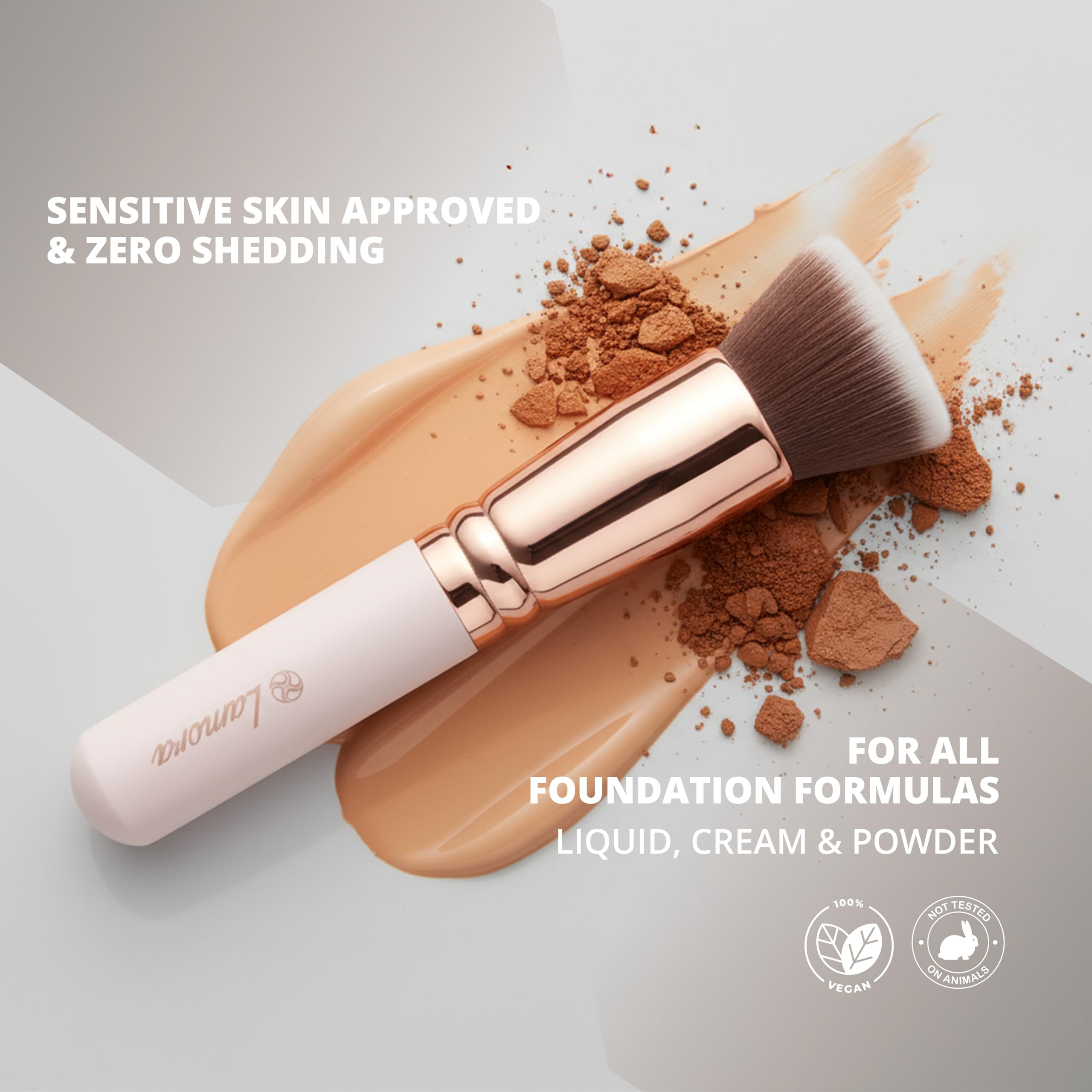 LAMORA Concealer Makeup Brush Under Eye - Angled Flat Top Kabuki Nose Contour Brush - Ideal for Concealing Blending Setting Buffing with Powder Liquid Cream Cosmetic - Small Makeup Foundation Brush Halalzen