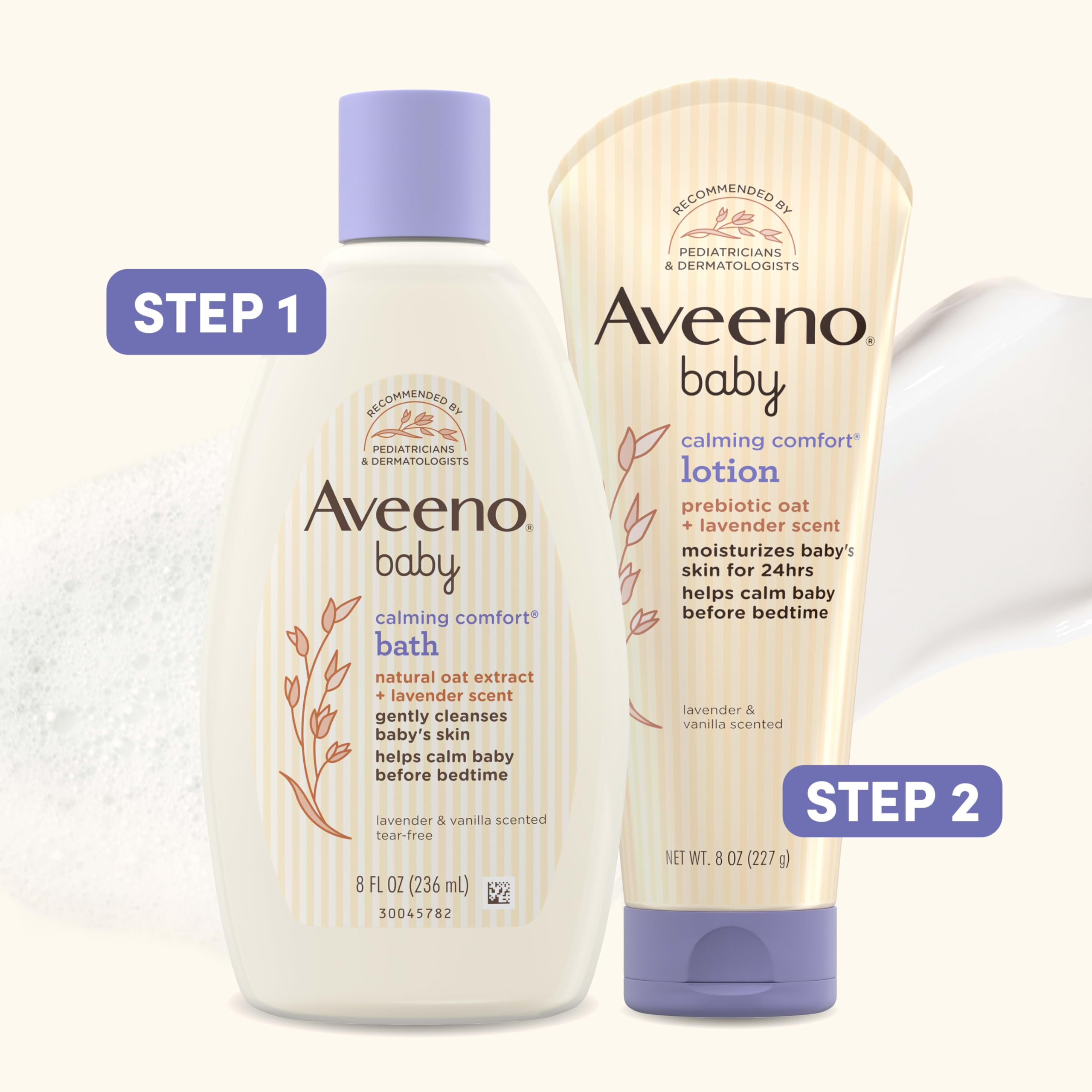 Aveeno Baby Calming Comfort Moisturizing Body Lotion with Relaxing Lavender & Vanilla Scents, Non-Greasy Baby Lotion, Nourishing Prebiotic Oatmeal, Paraben- & Phthalate-Free, 18 fl. oz Halalzen